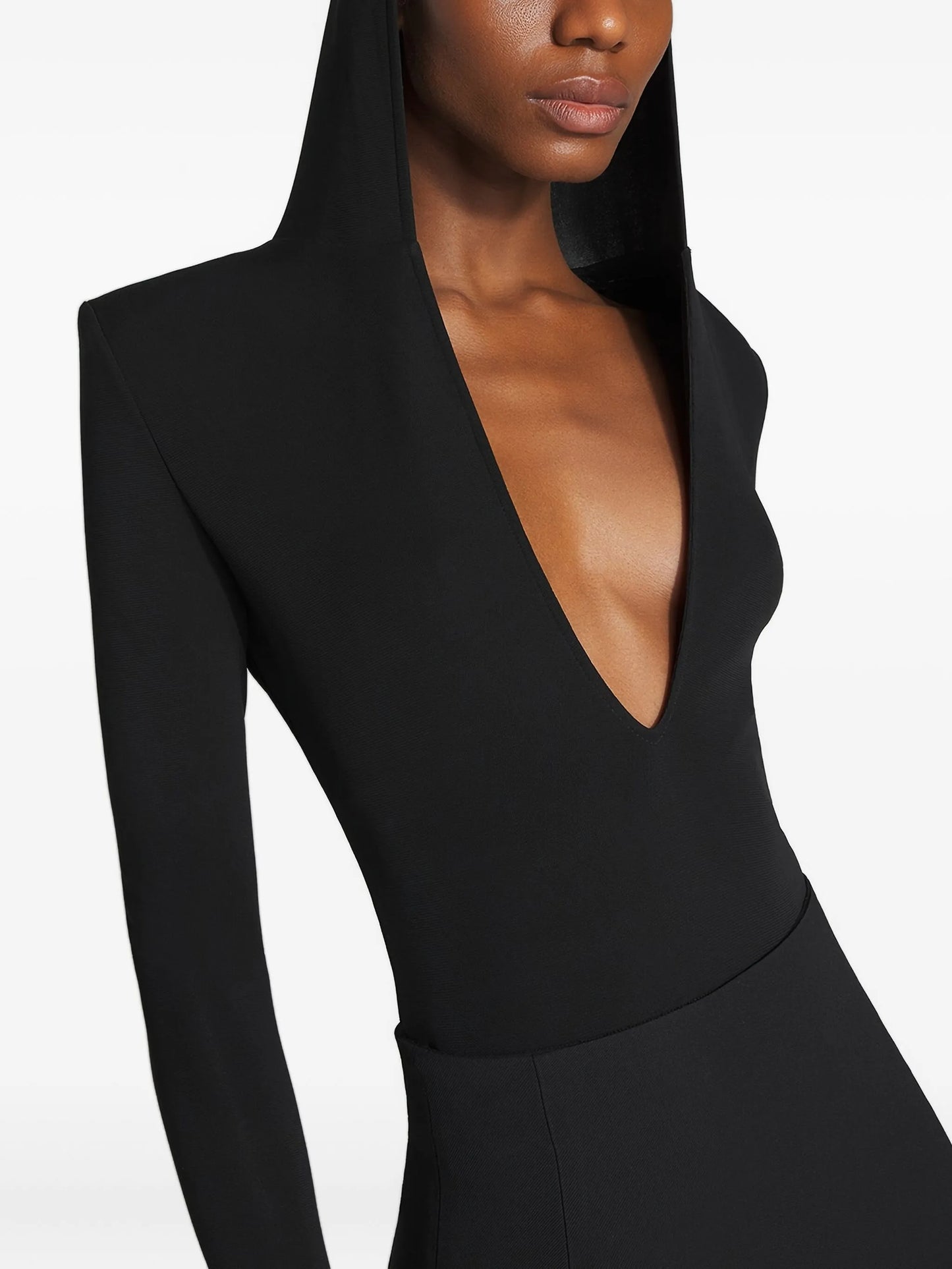 hooded asymmetric bodysuit