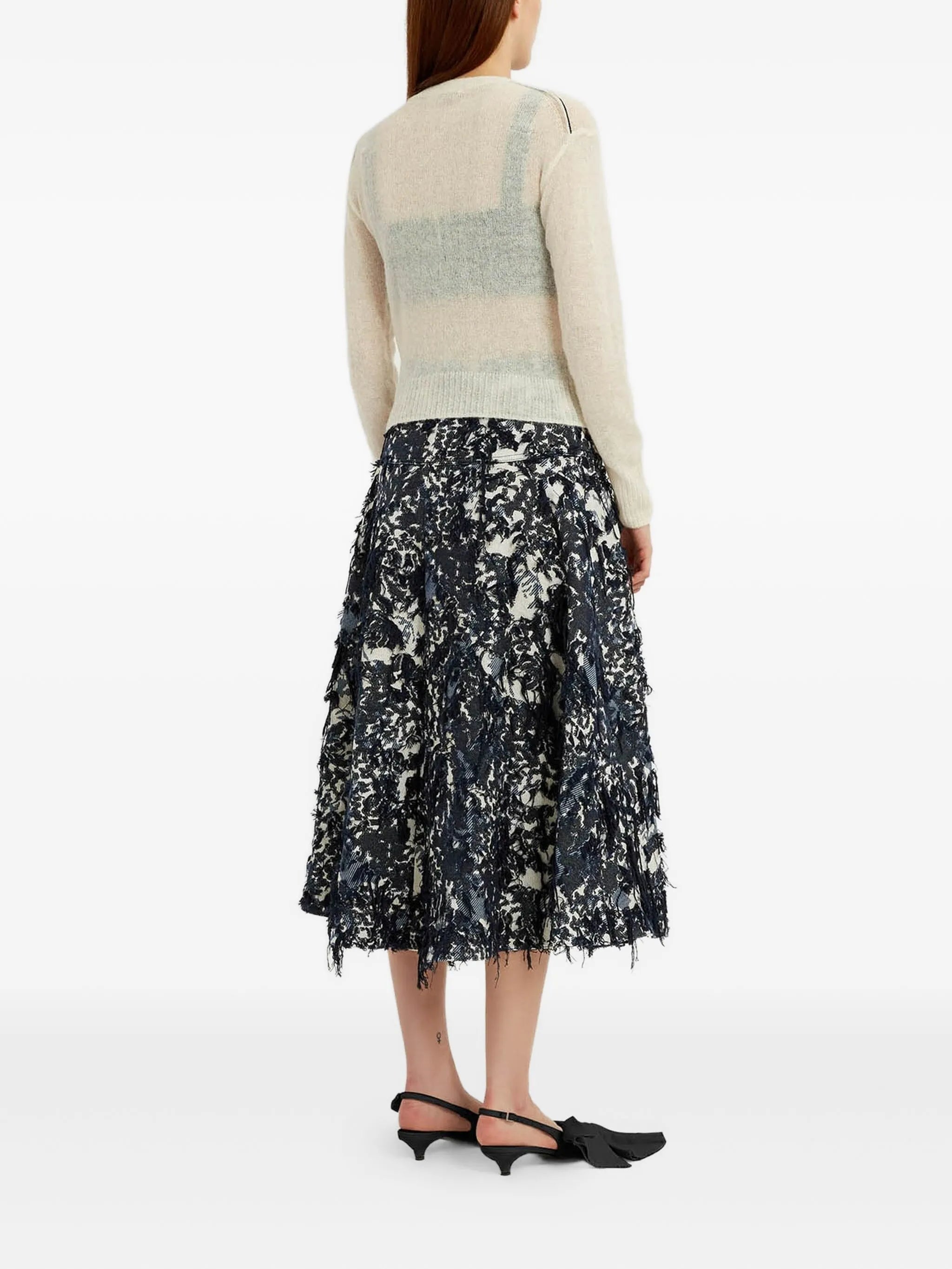 floral-motif crew-neck sweater