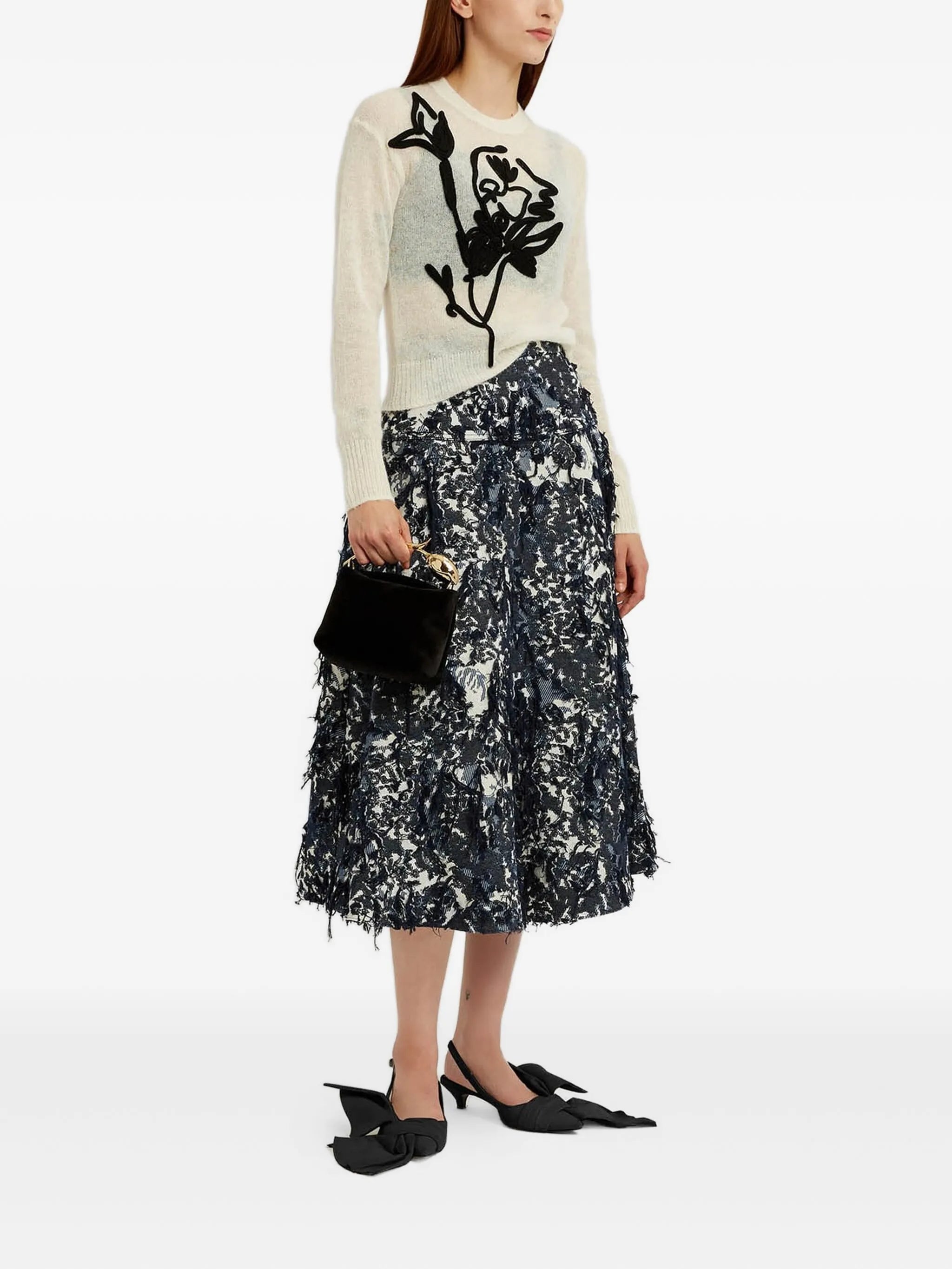 floral-motif crew-neck sweater