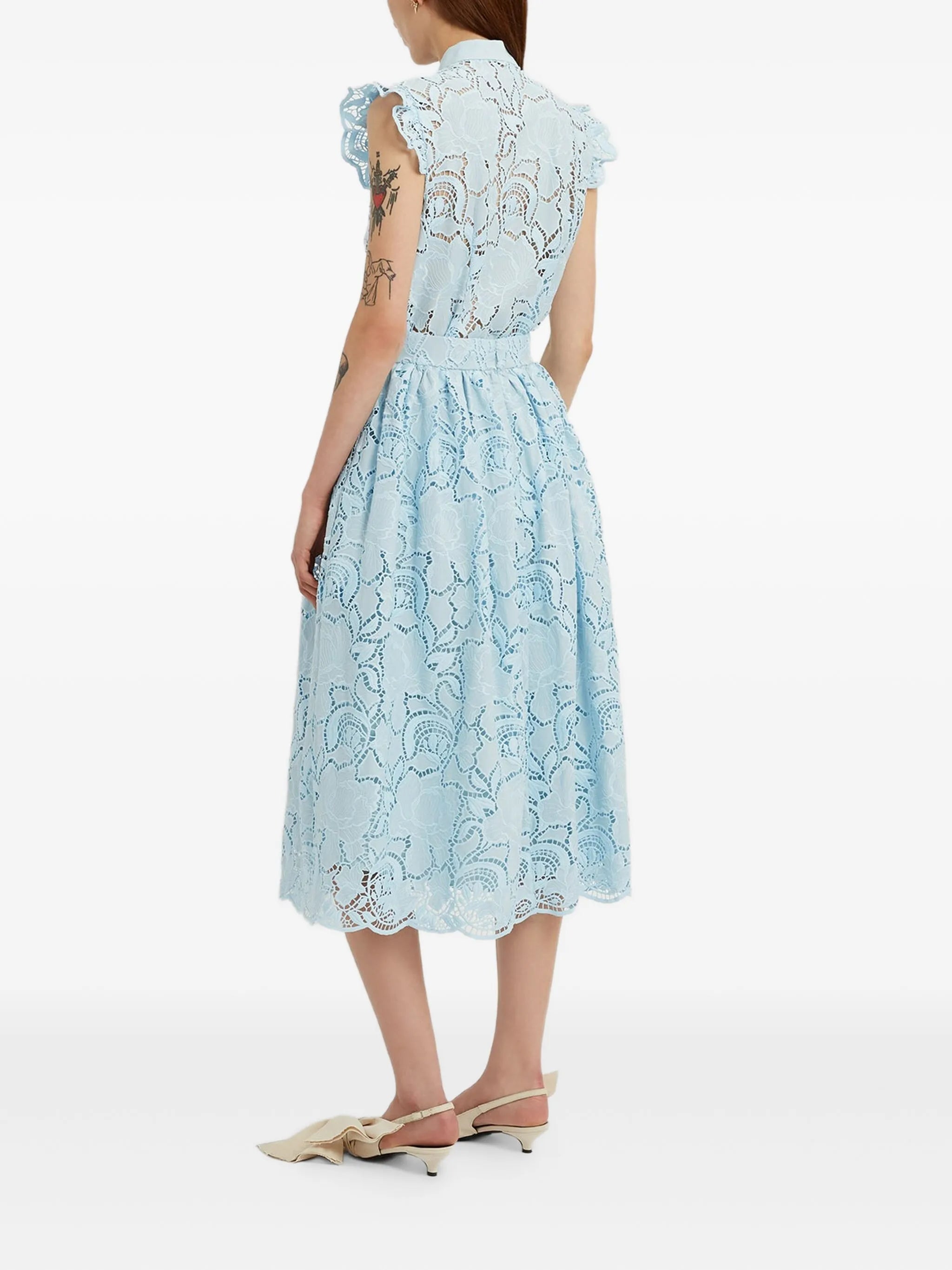 floral-lace midi skirt
