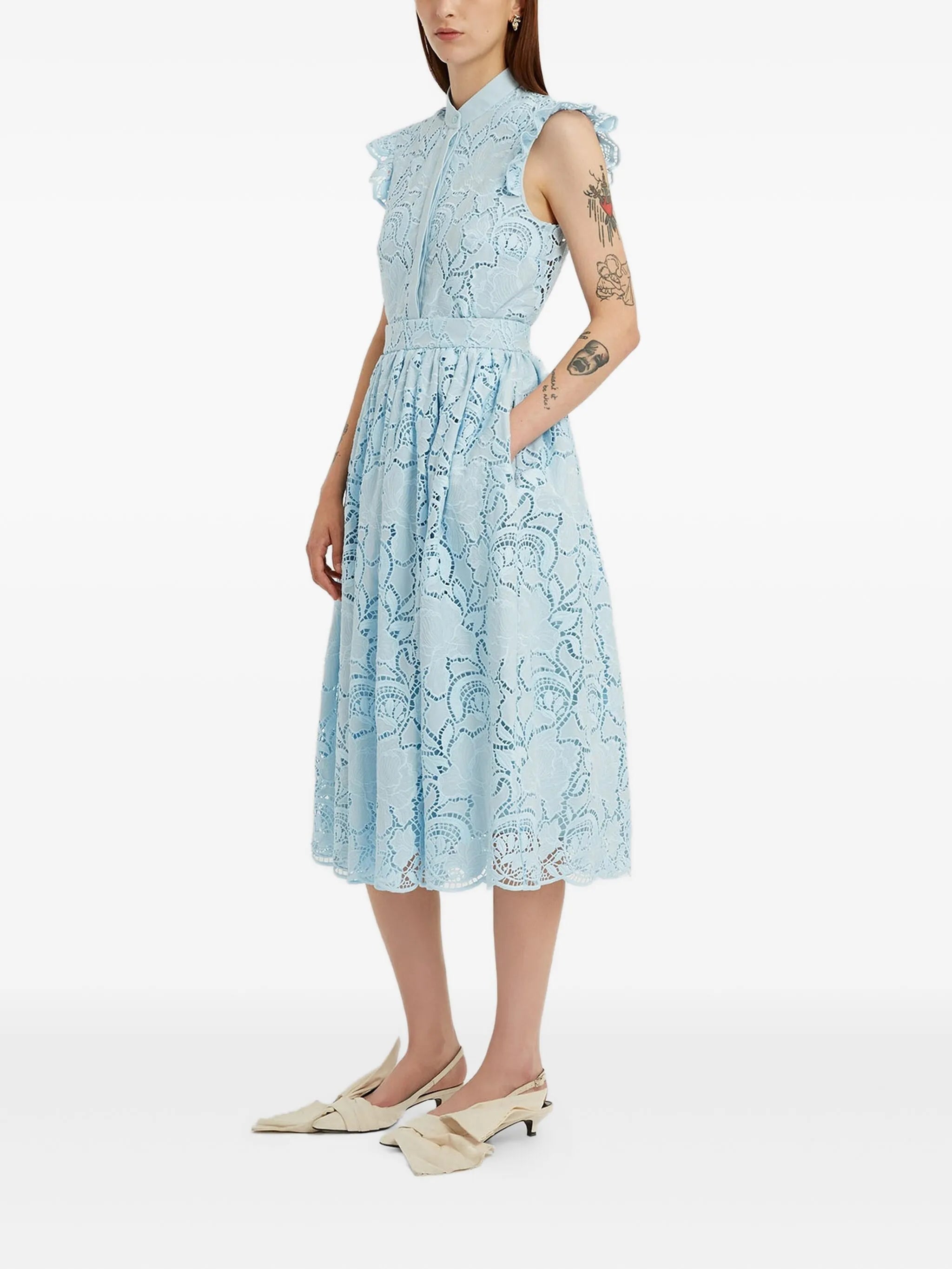 floral-lace midi skirt