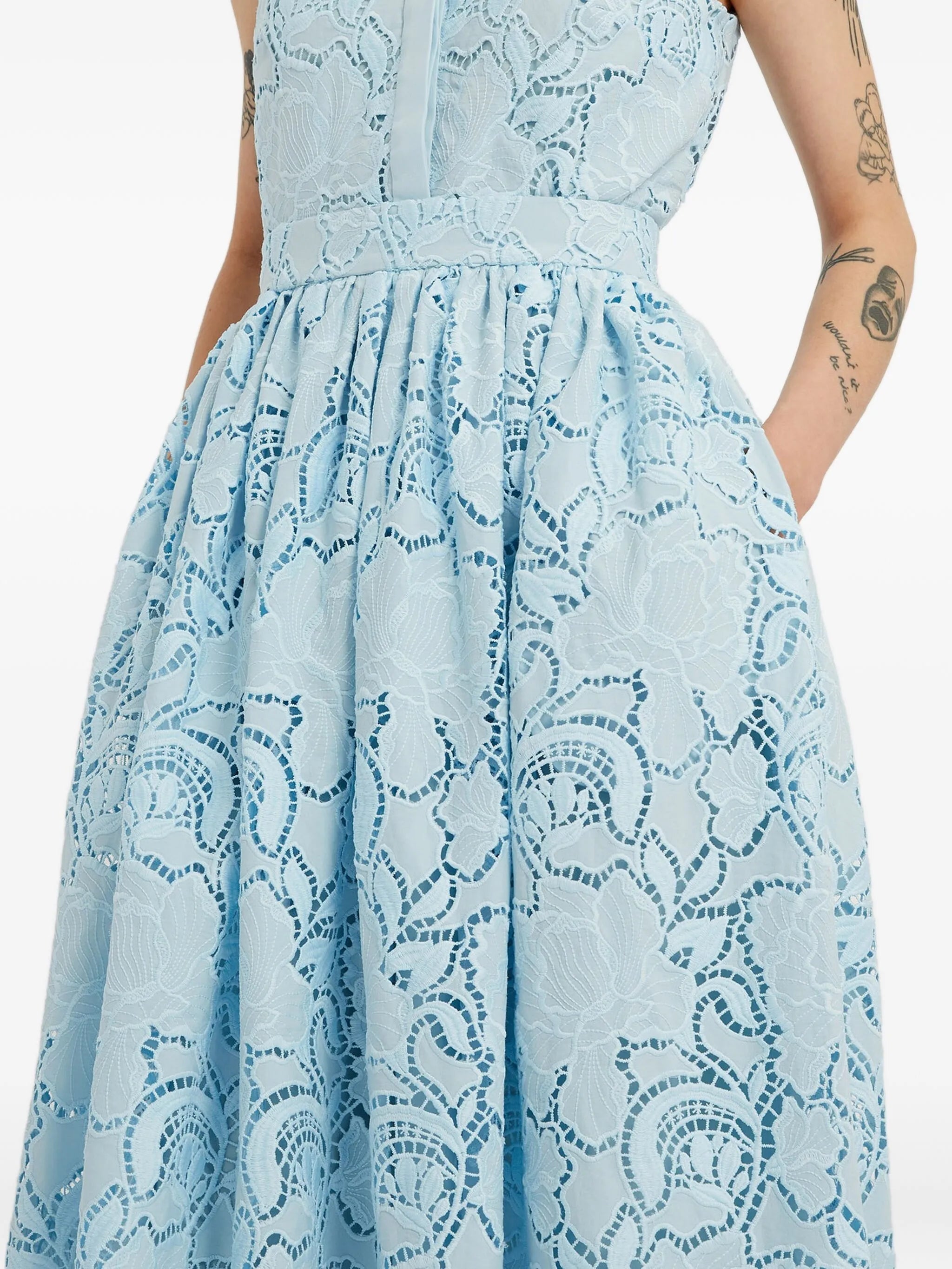 floral-lace midi skirt