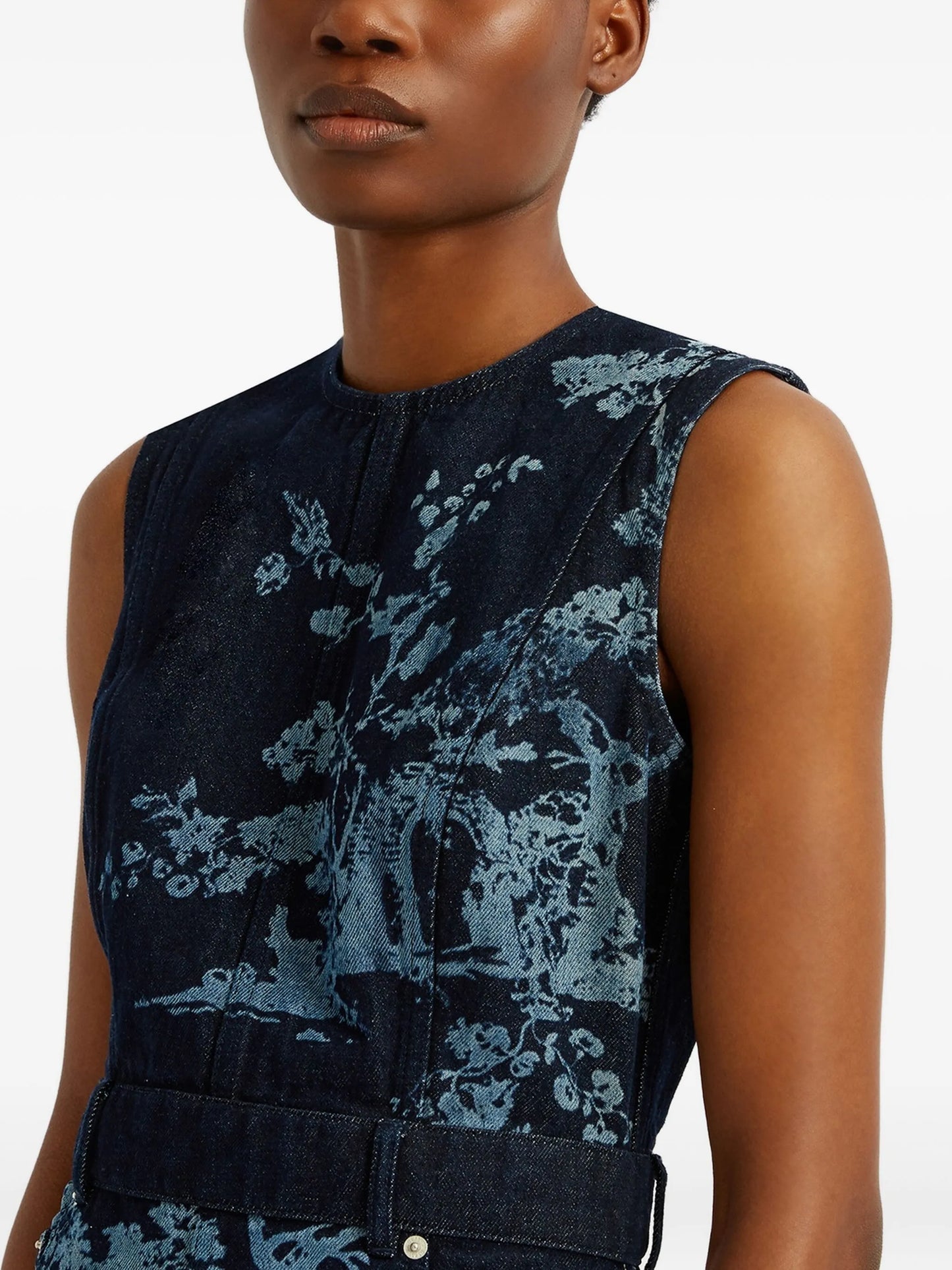 trees-print sleeveless dress