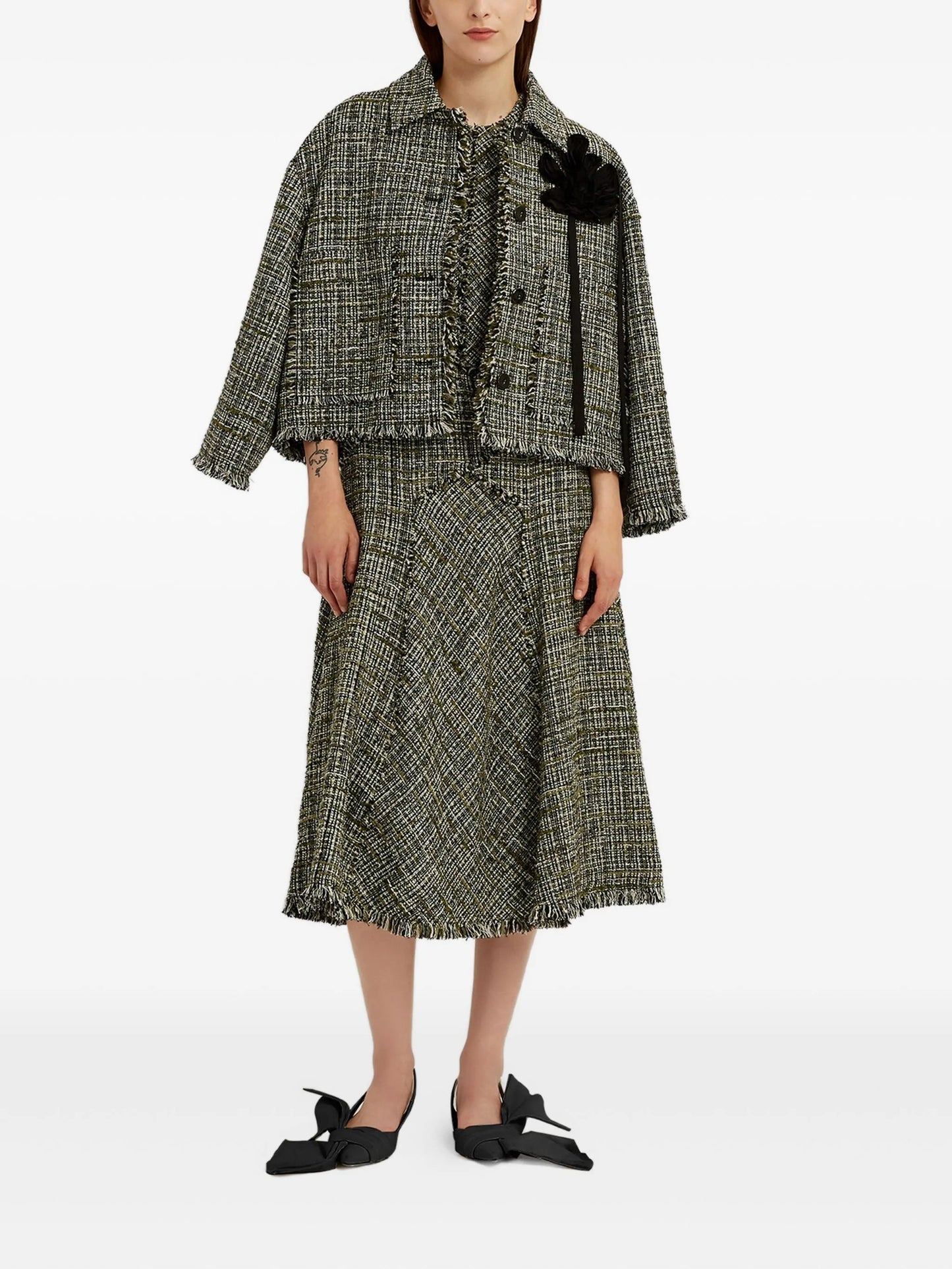 tweed sleeveless midi dress