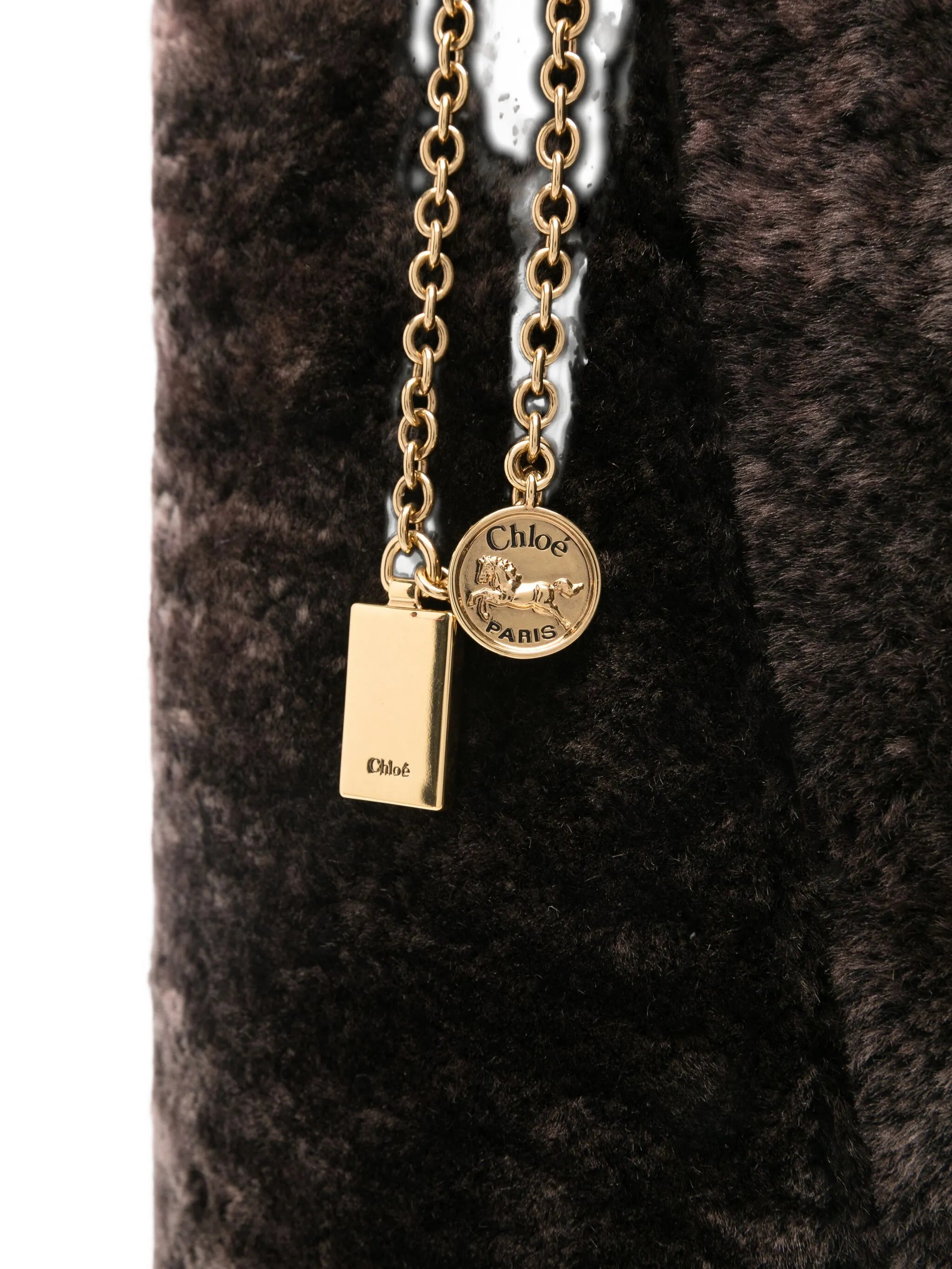 Spin shearling tote bag