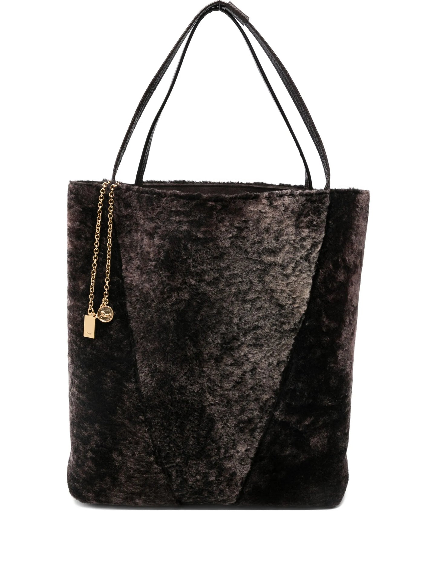 Spin shearling tote bag