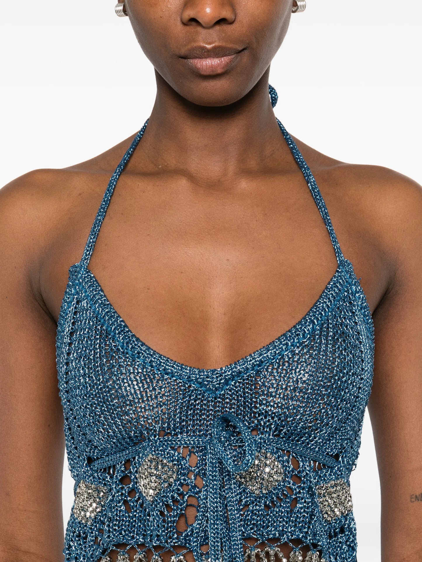 halterneck embellished top