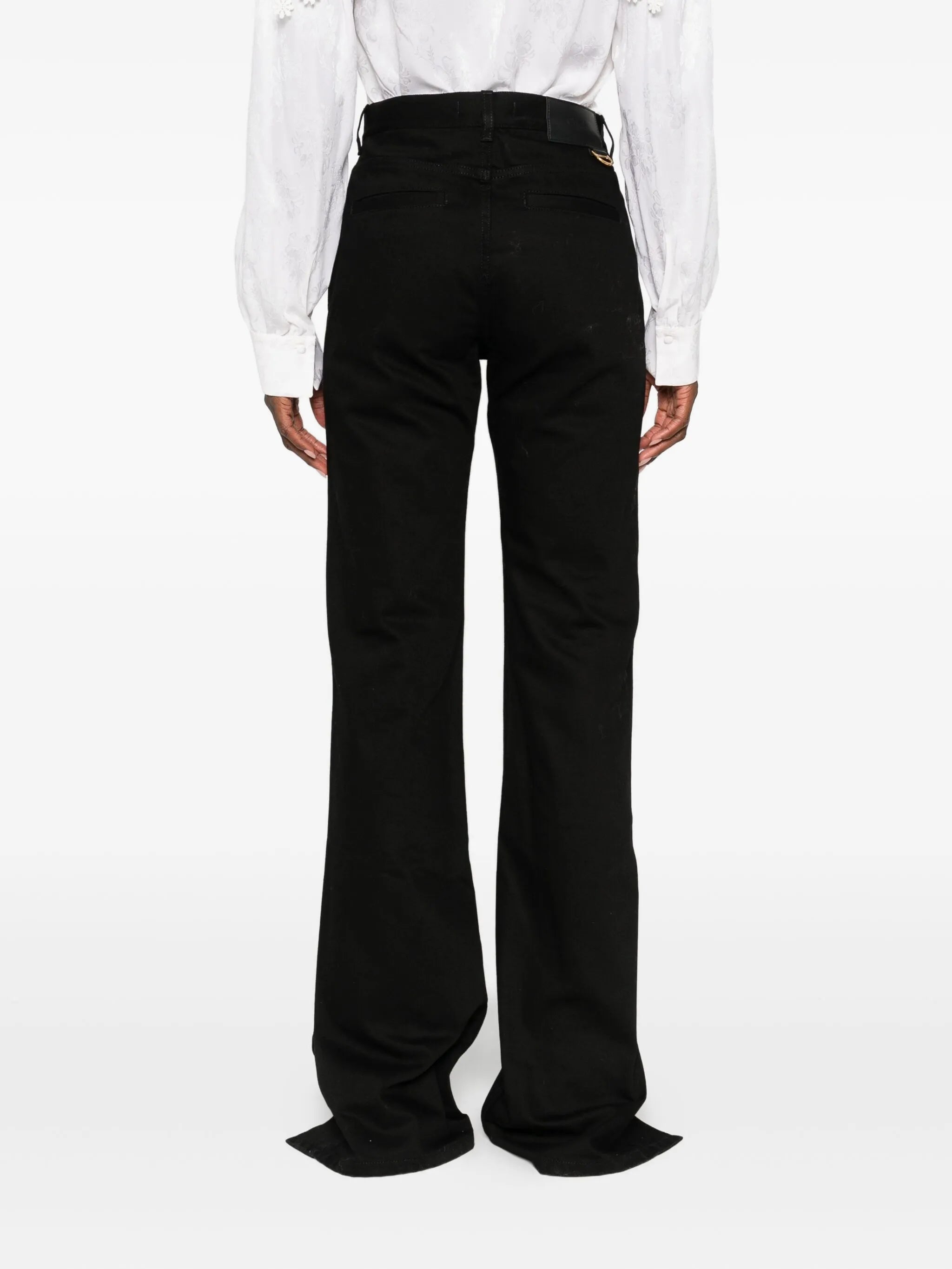 zip-up straight leg trousers