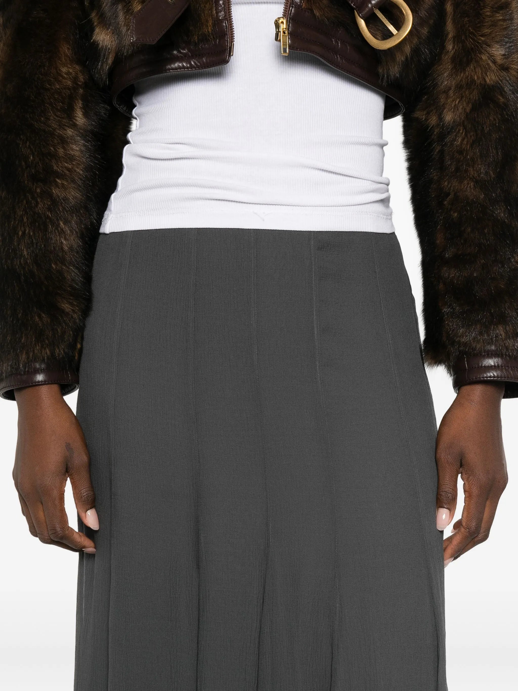 pleated maxi skirt