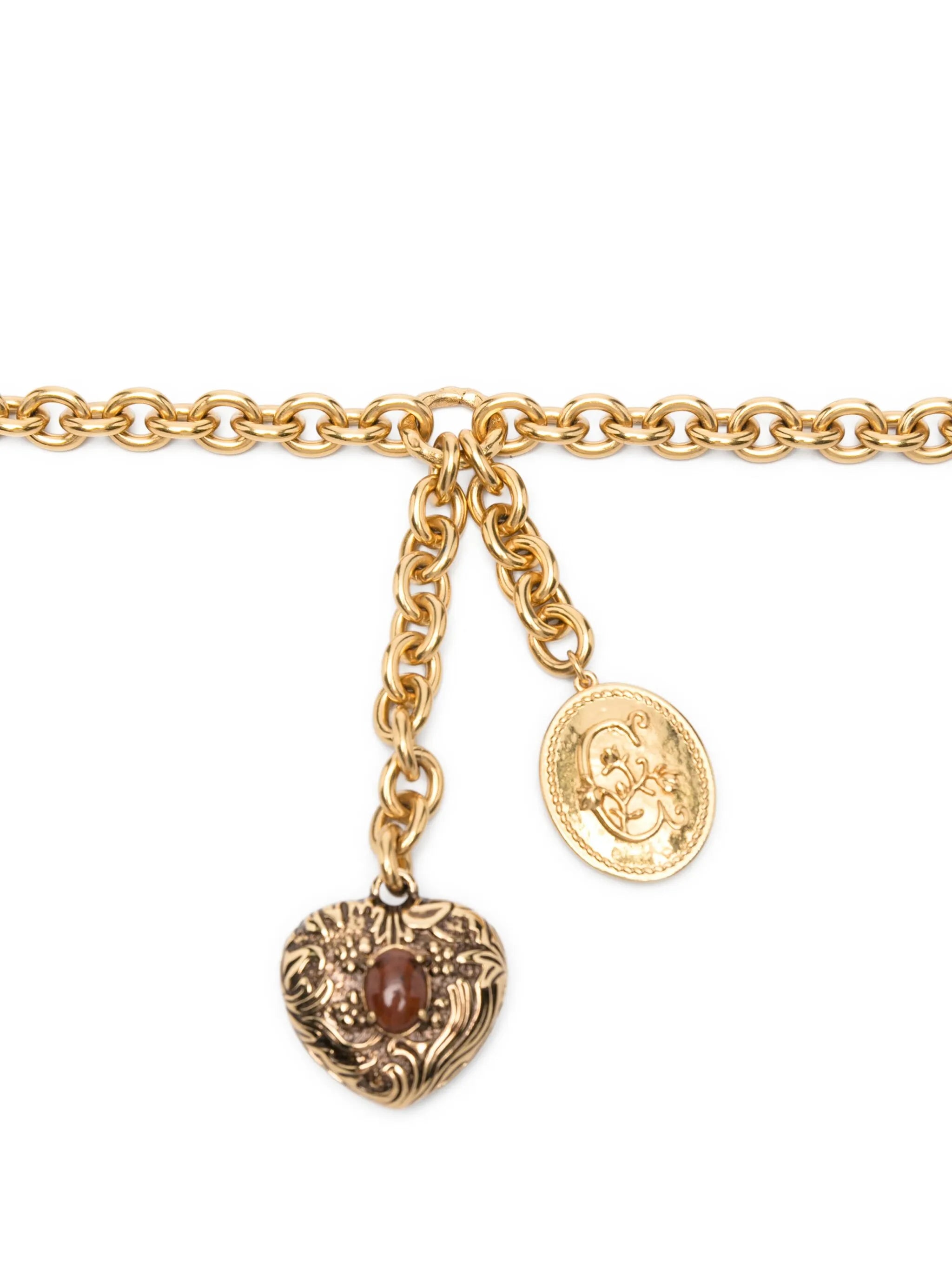 gold heart-charm chain belt