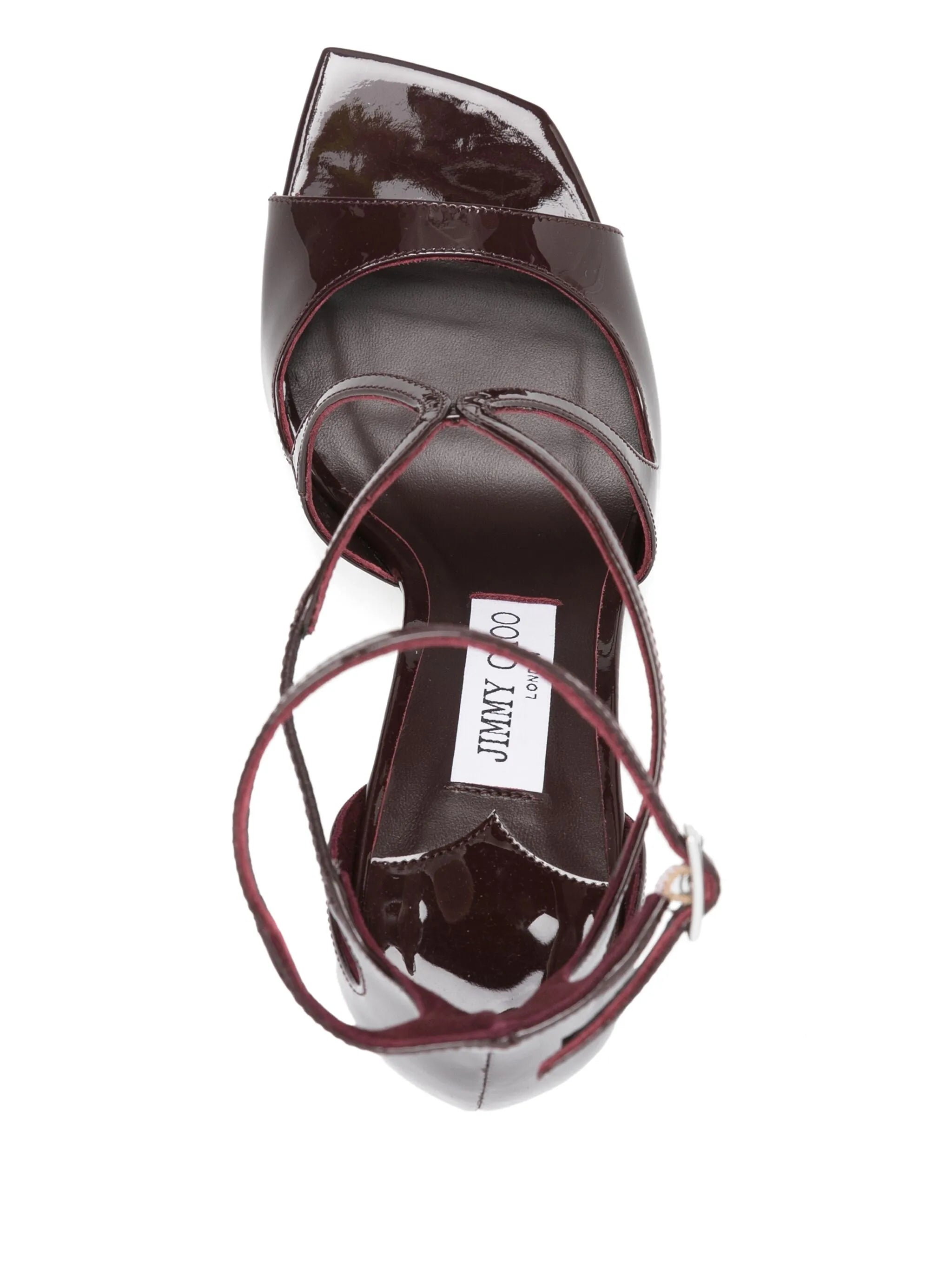 100mm Azia patent leather criss-cross sandals