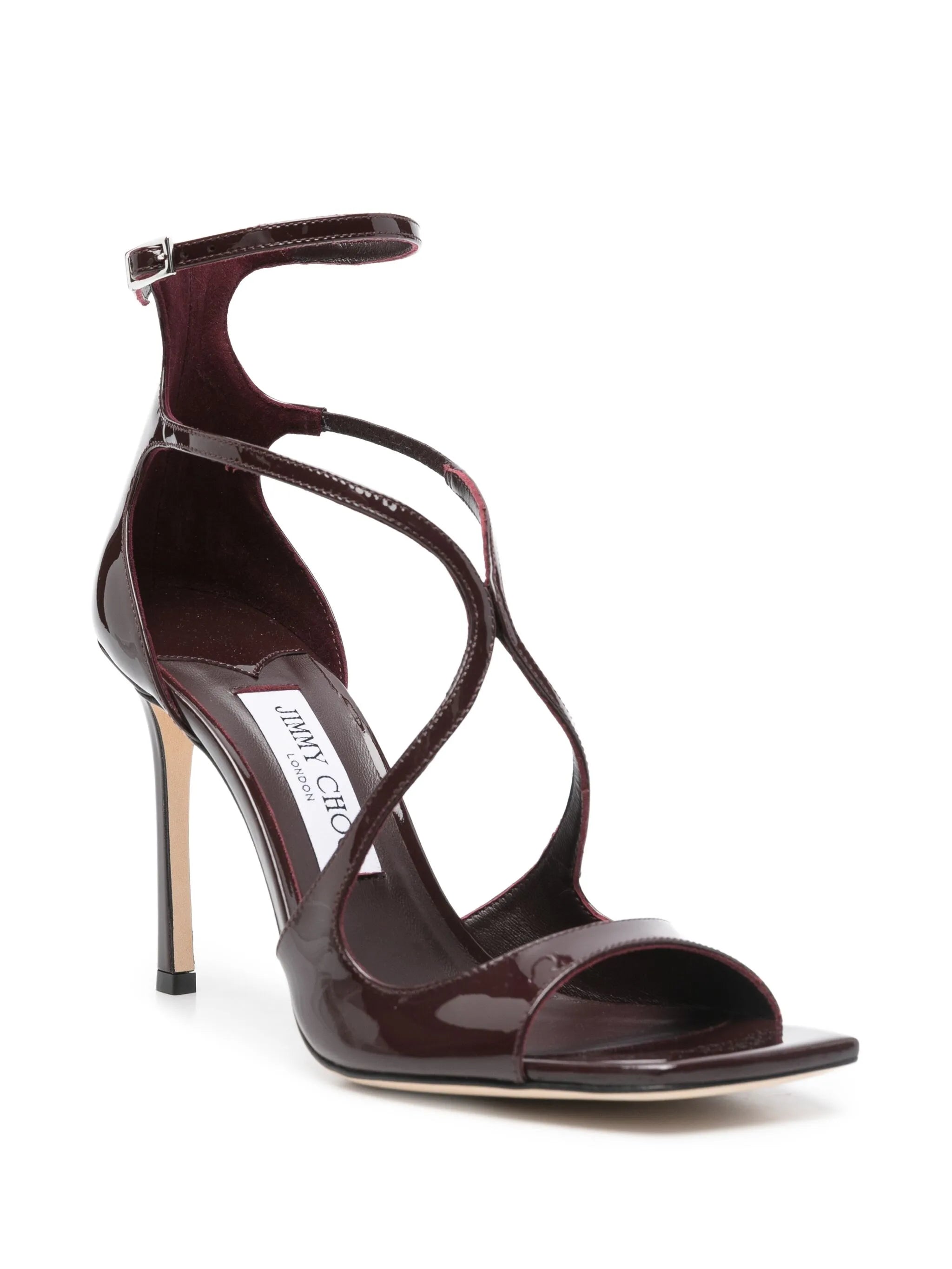100mm Azia patent leather criss-cross sandals