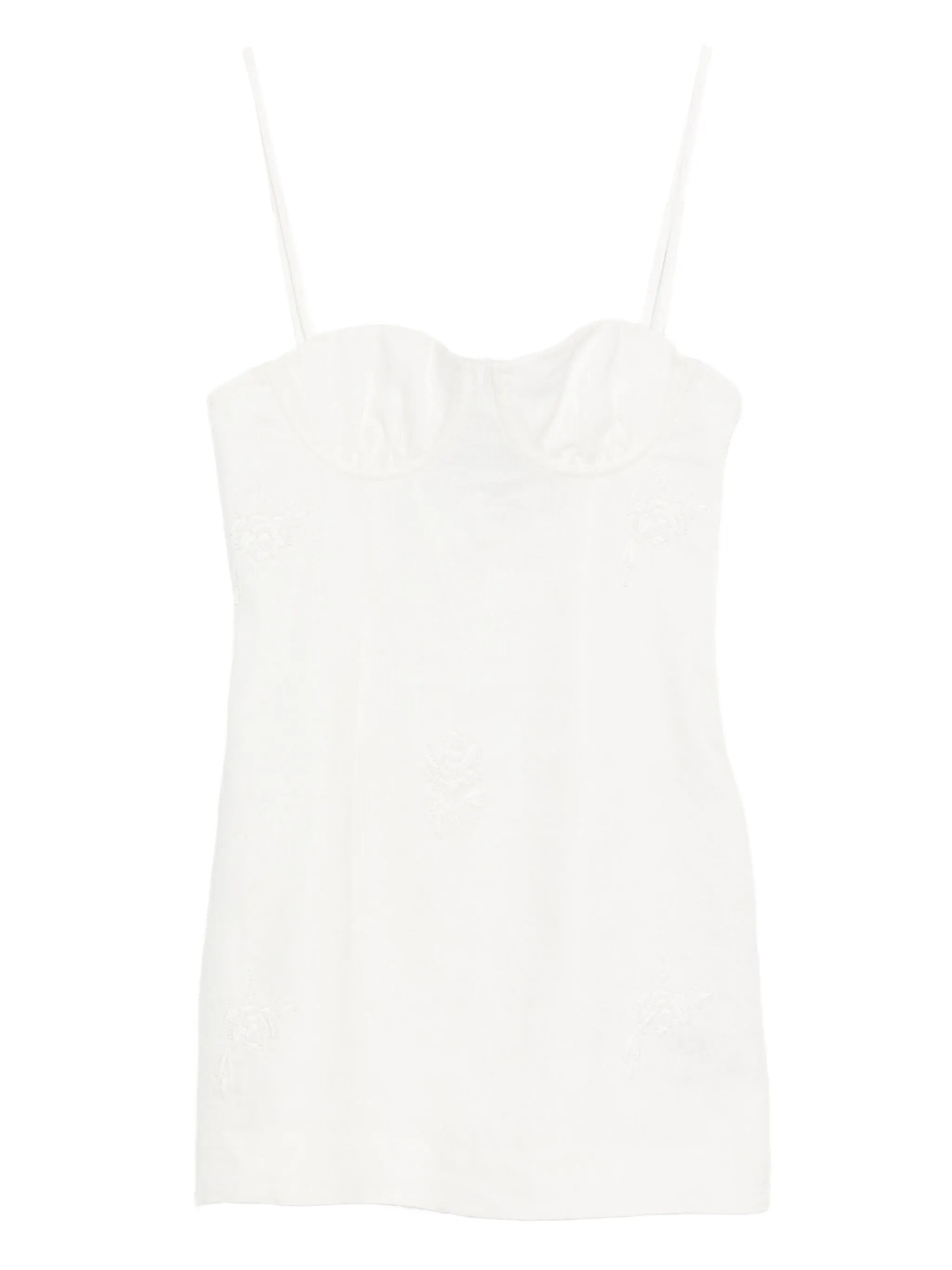 embroidered spaghetti-strap mini dress