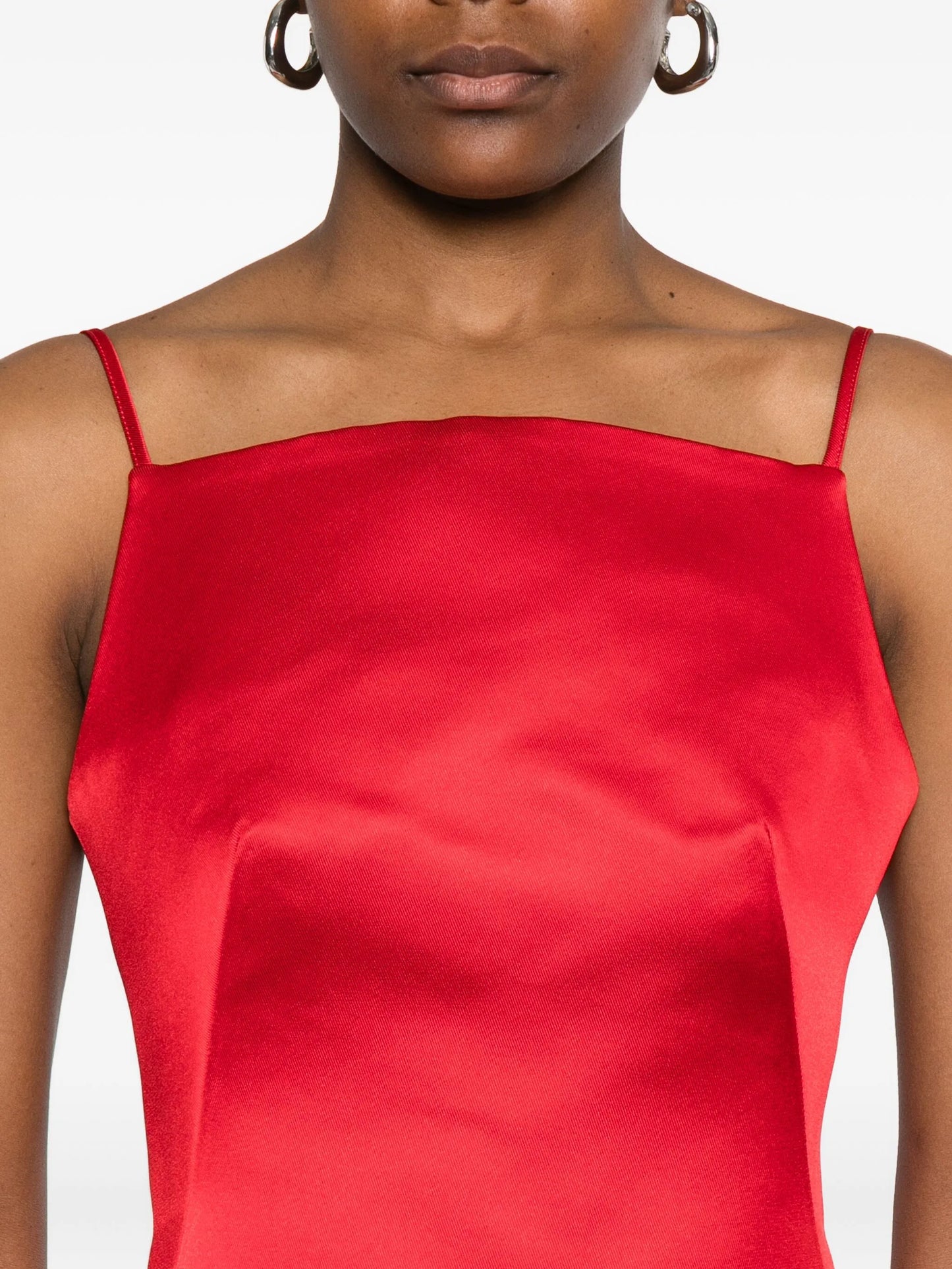 square-neck satin mini dress