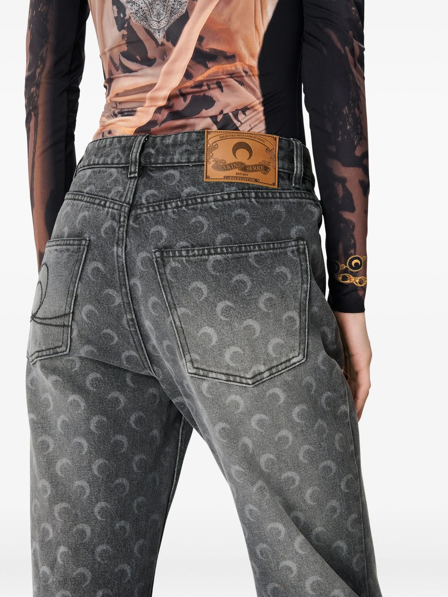 moon laser wash straight jeans