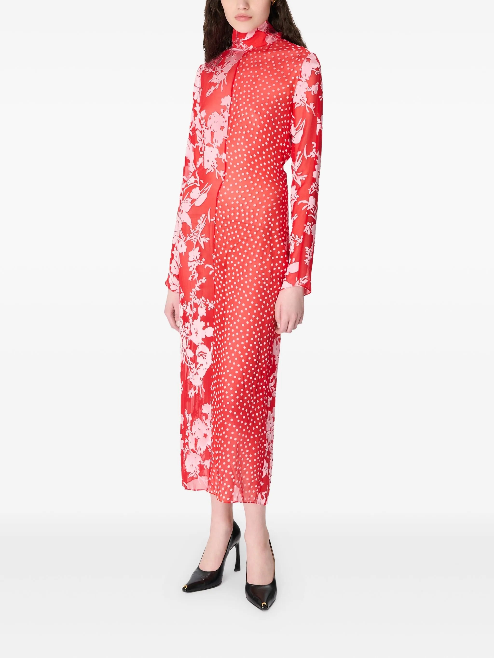 floral-polka dot print maxi dress