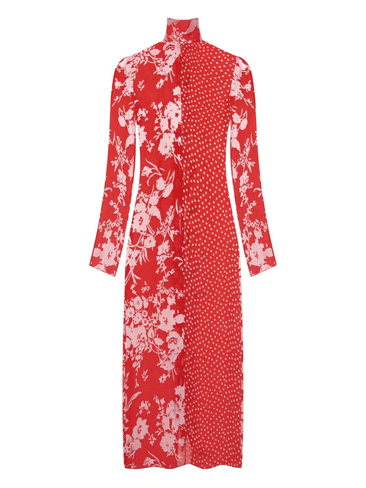 floral-polka dot print maxi dress