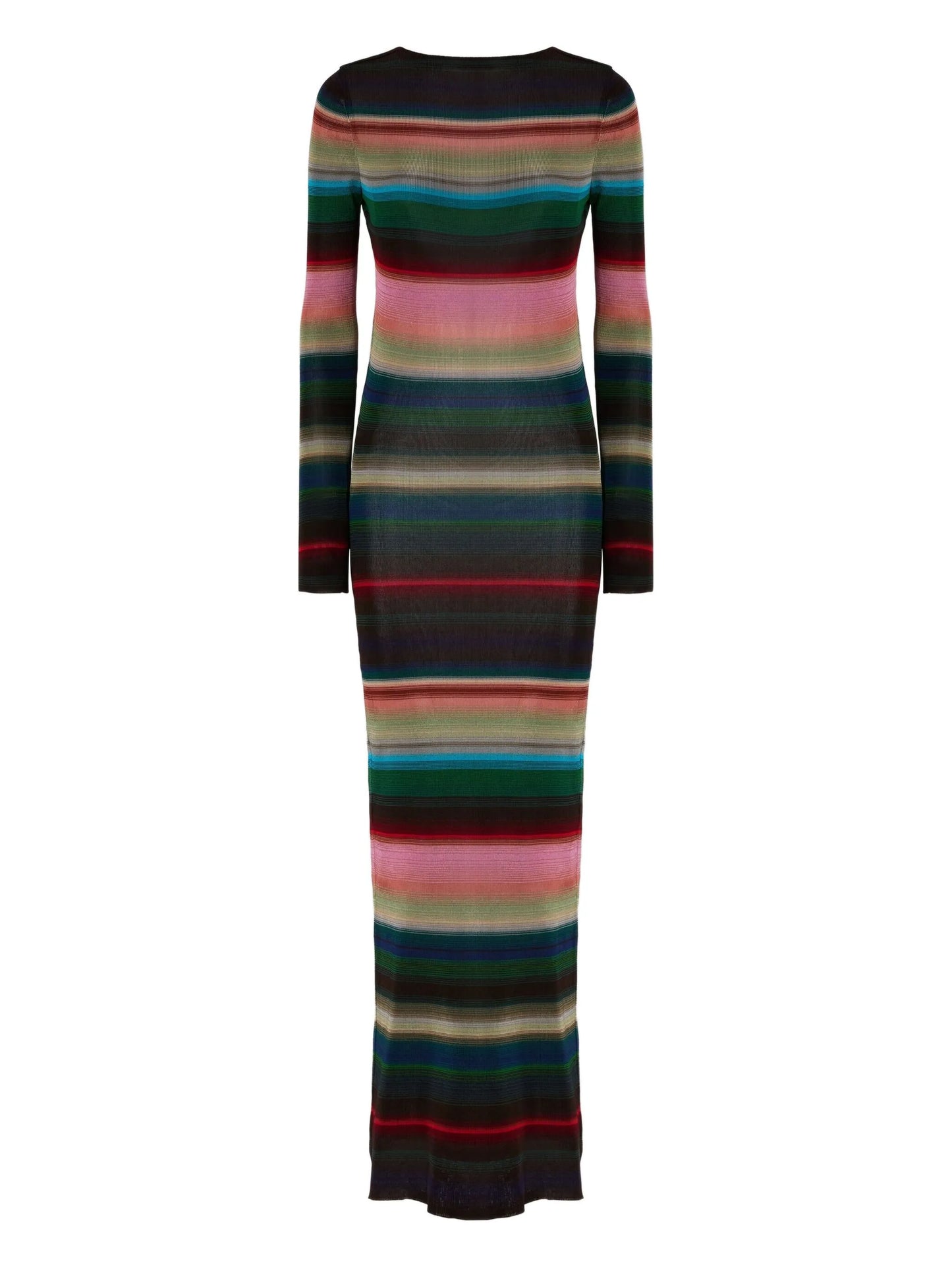 striped open-back maxi dress