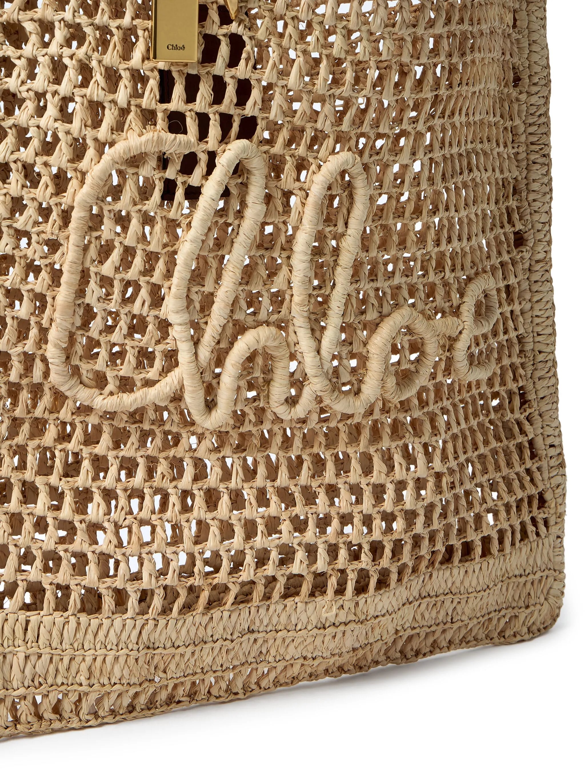 Summer Banana logo-detail raffia tote bag