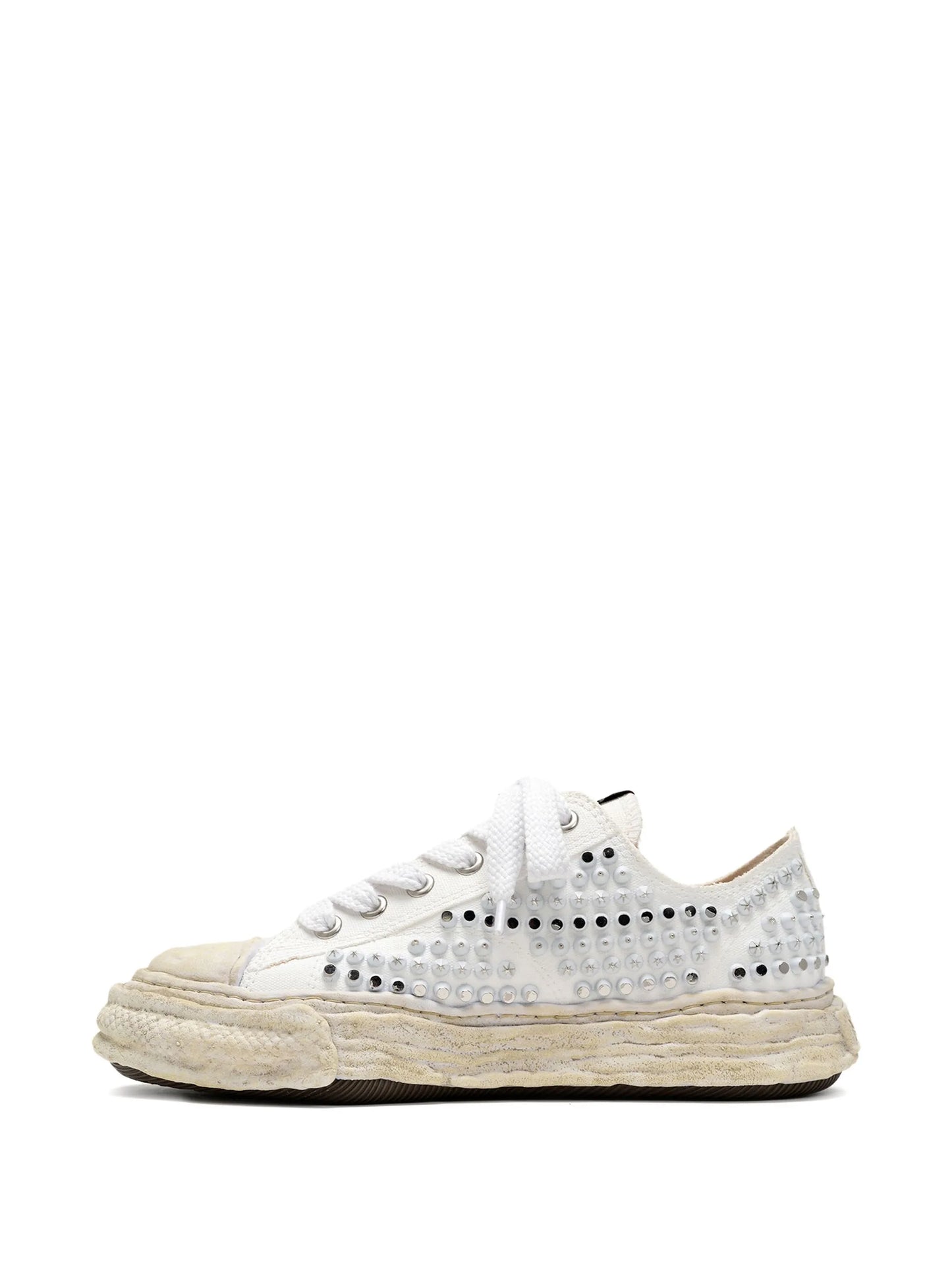 studded canvas low-top sneakers