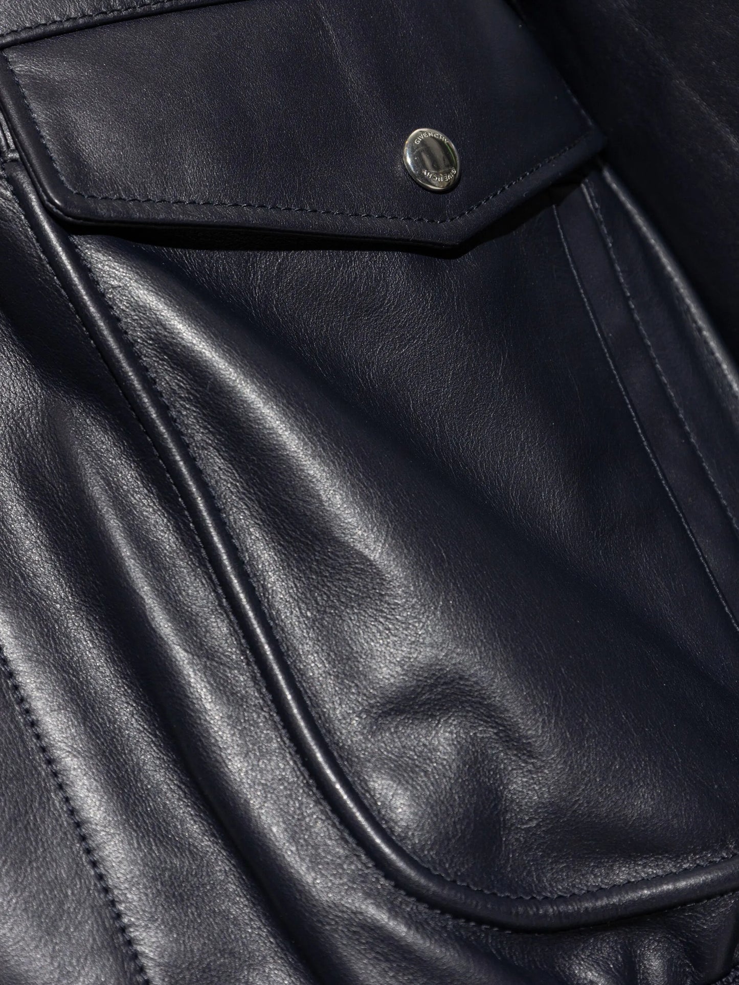 flap-pocket leather jacket