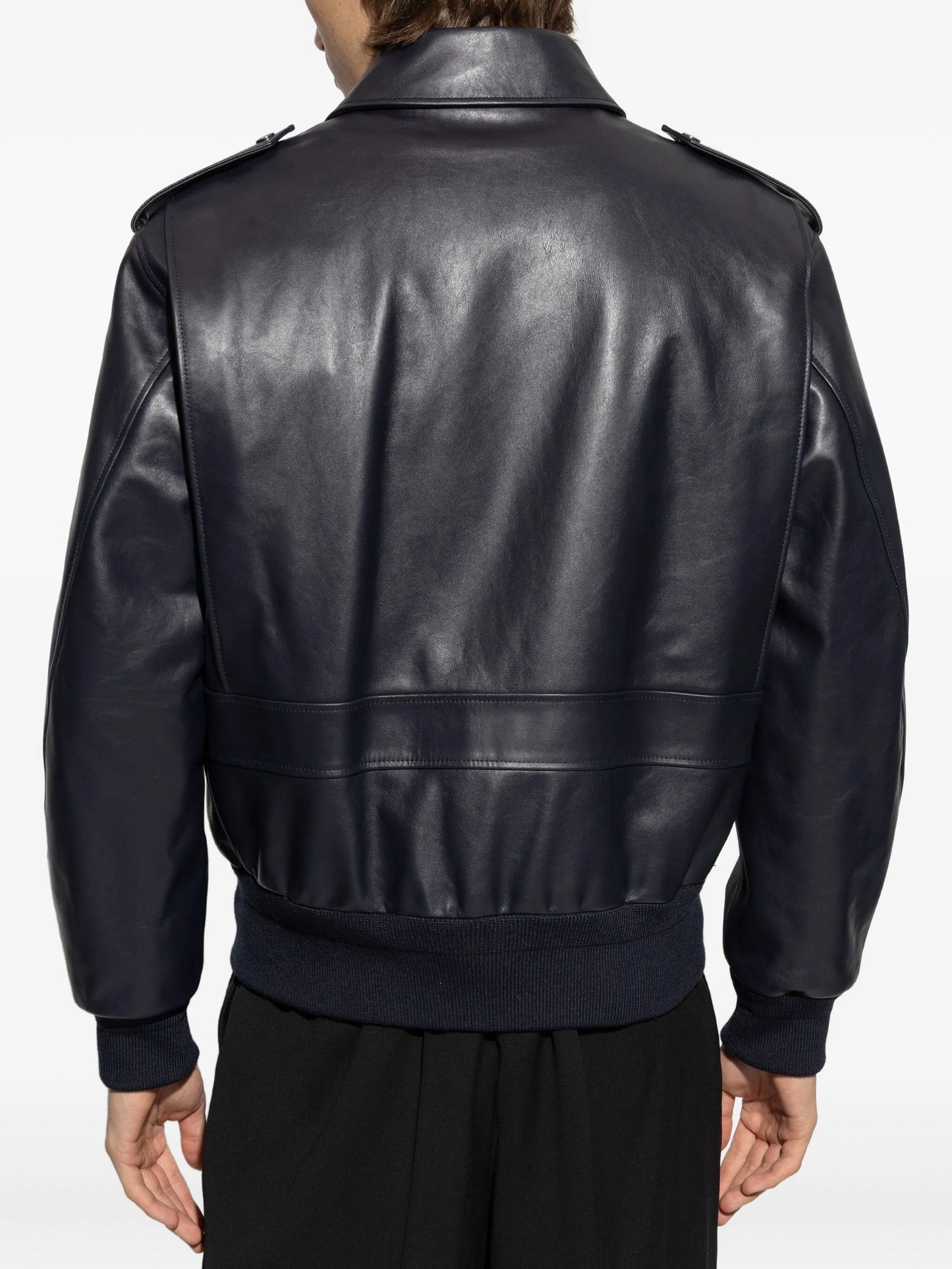 flap-pocket leather jacket
