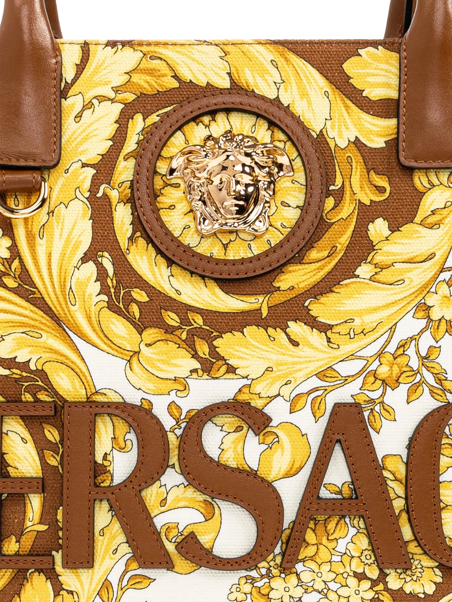 baroque-print logo-appliqué tote bag