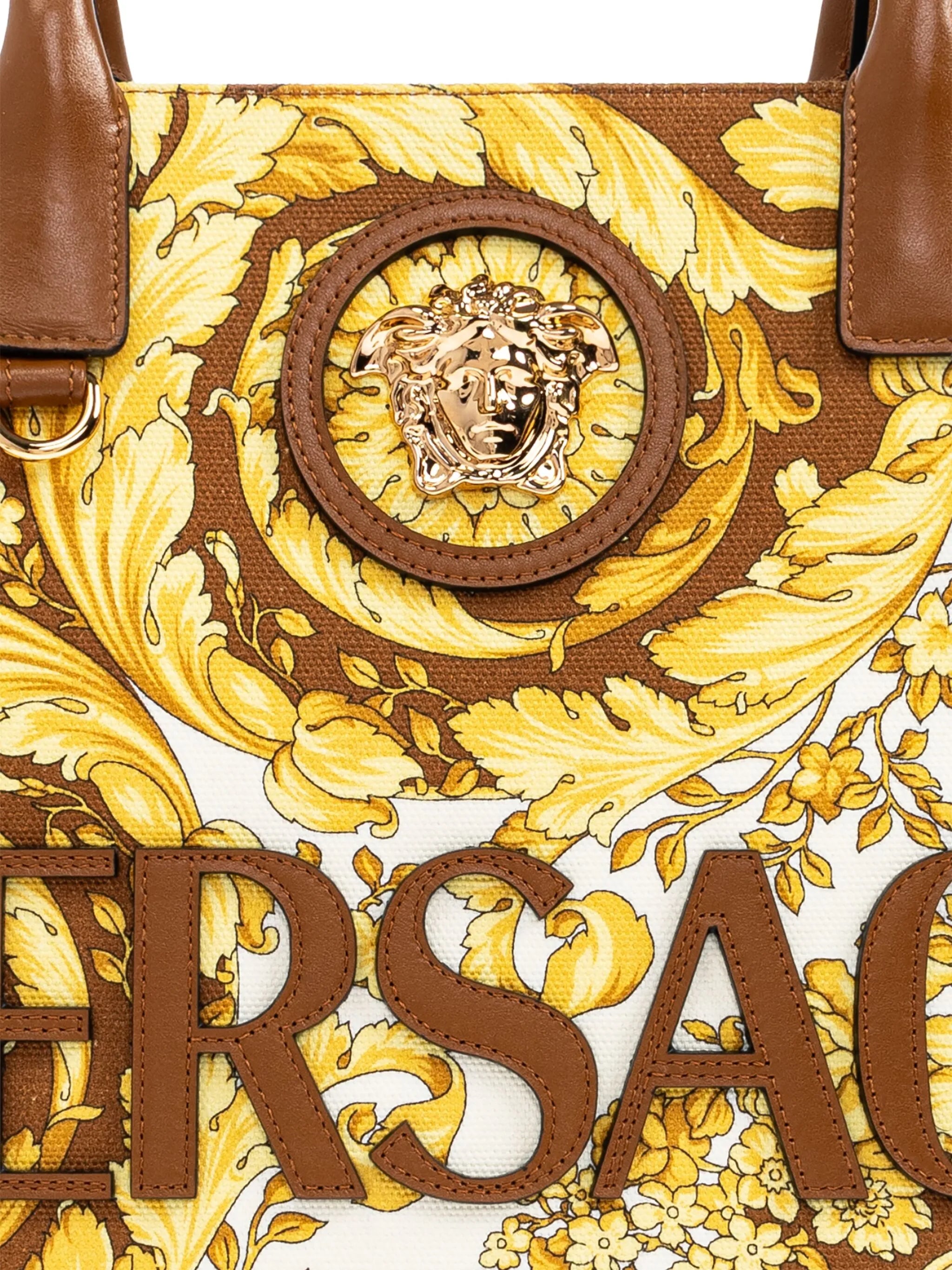 baroque-print logo-appliqué tote bag