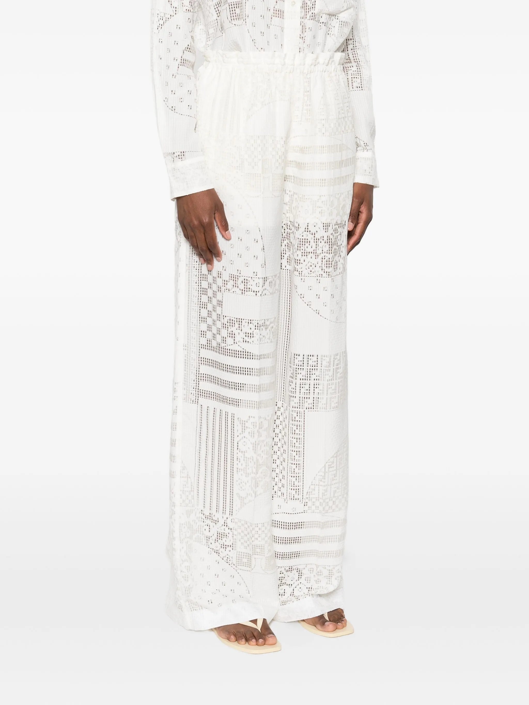 lace-panel trousers