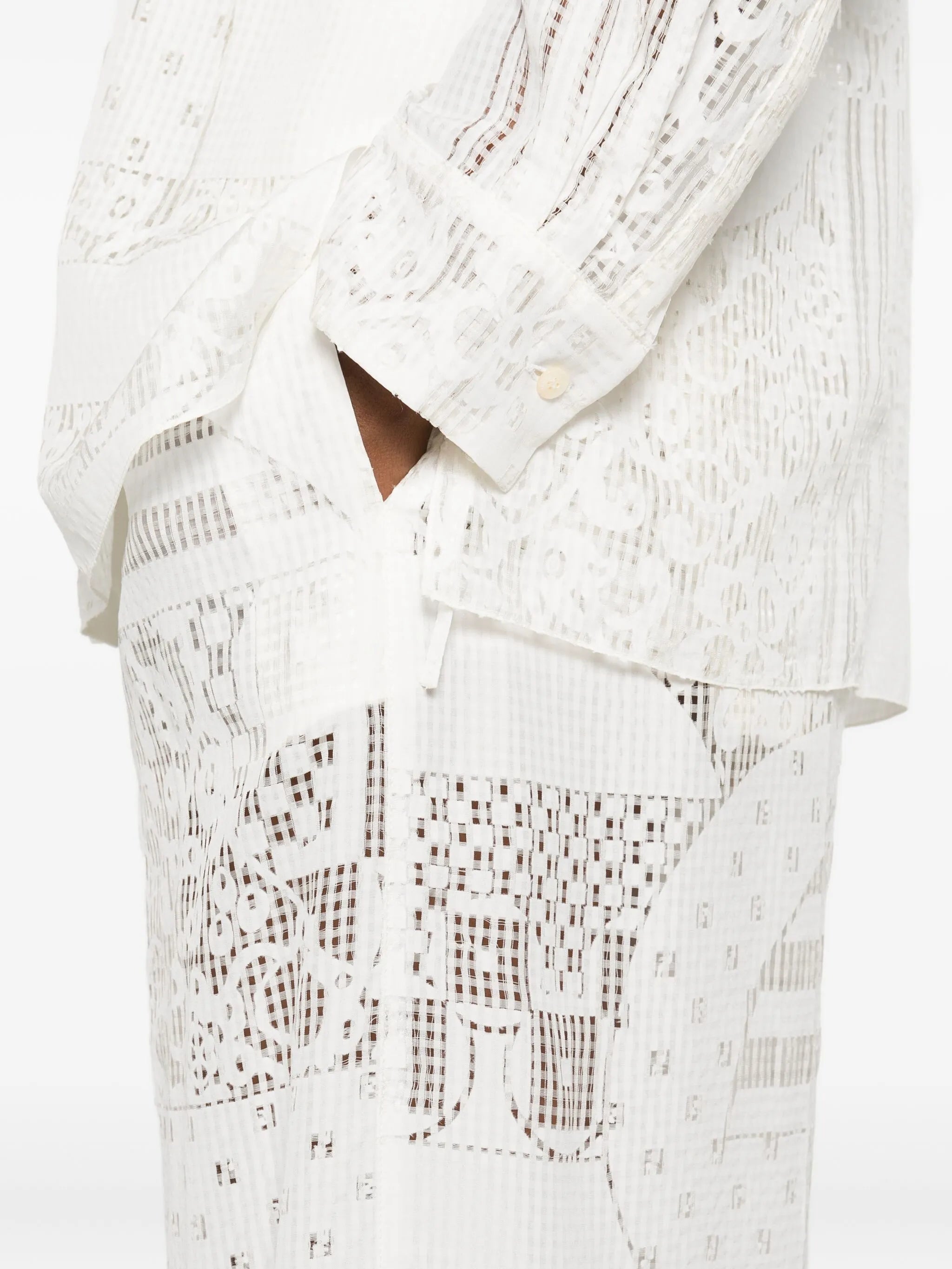 lace-panel trousers