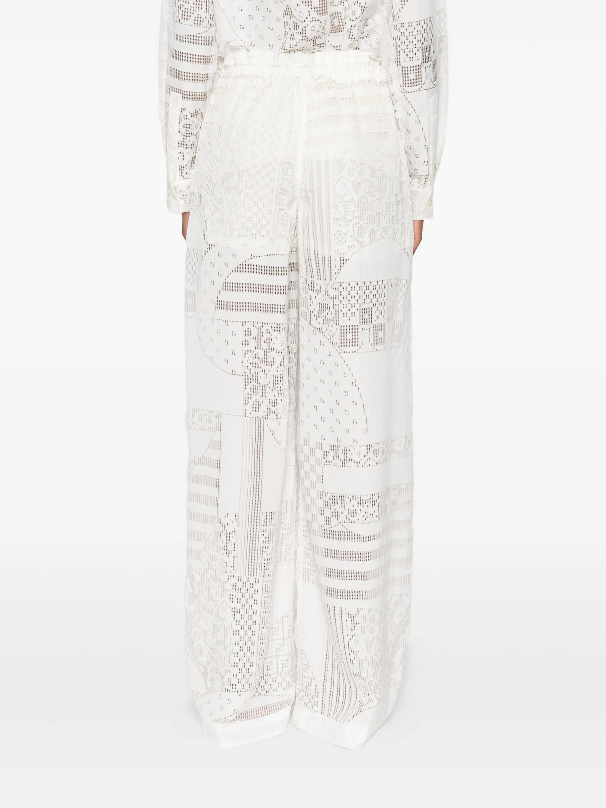 lace-panel trousers