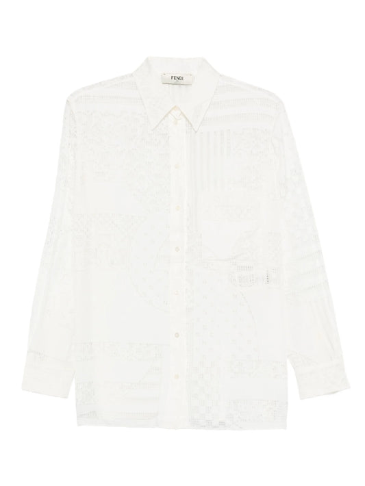 lace-panel shirt