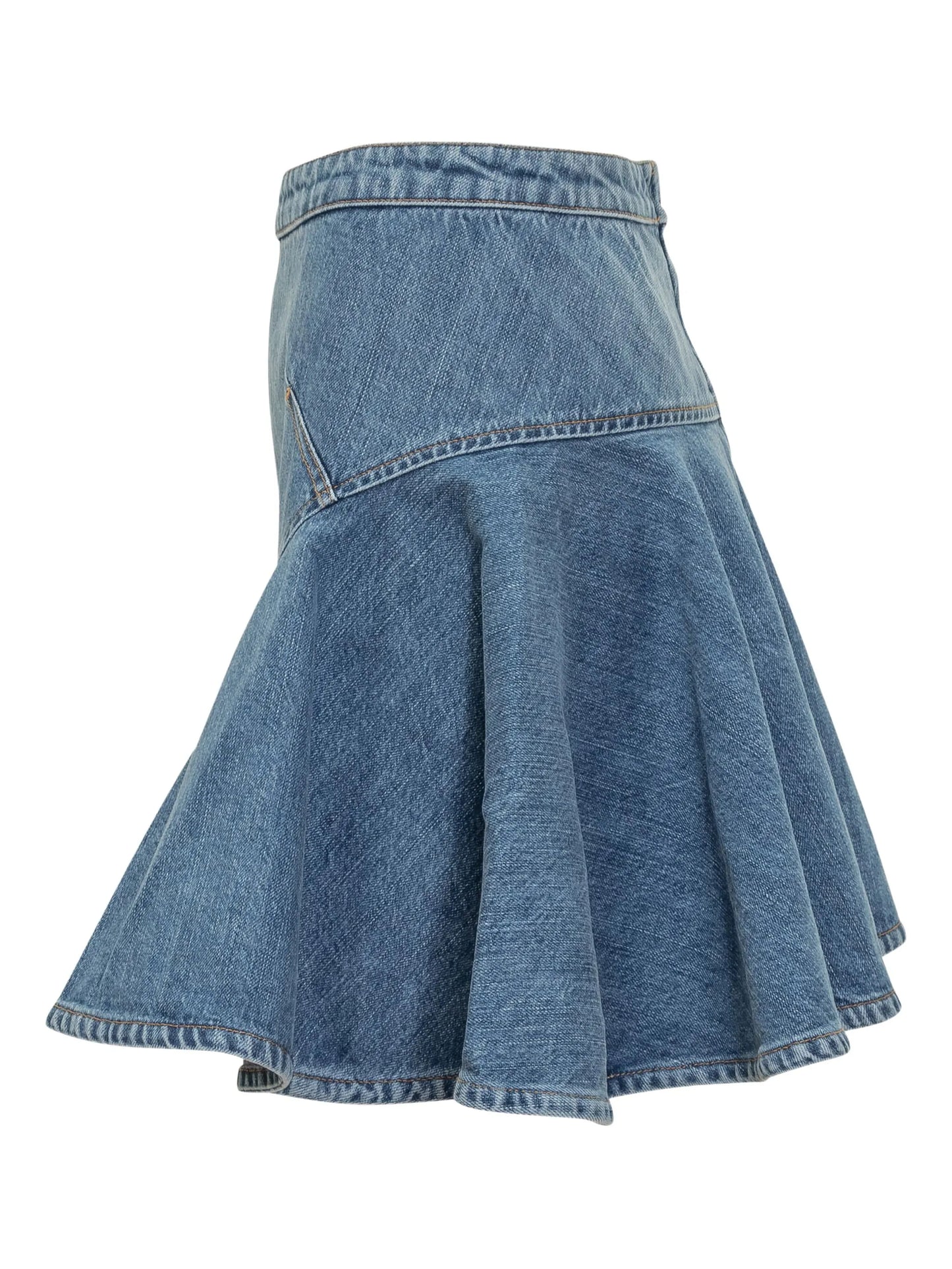denim flared short A-line skirt