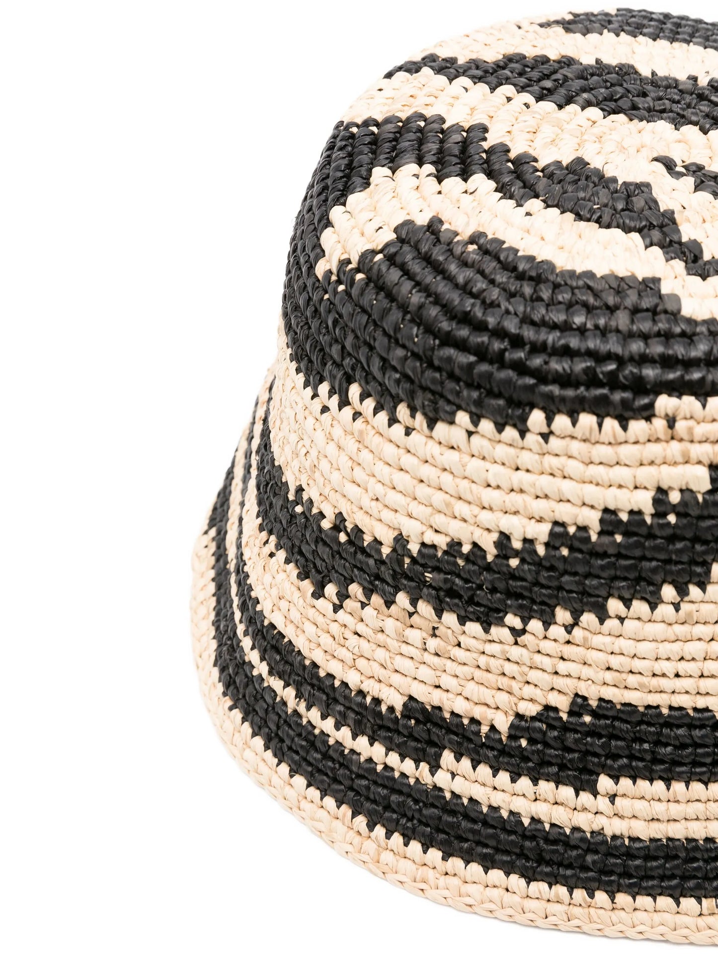 zebra-pattern raffia hat