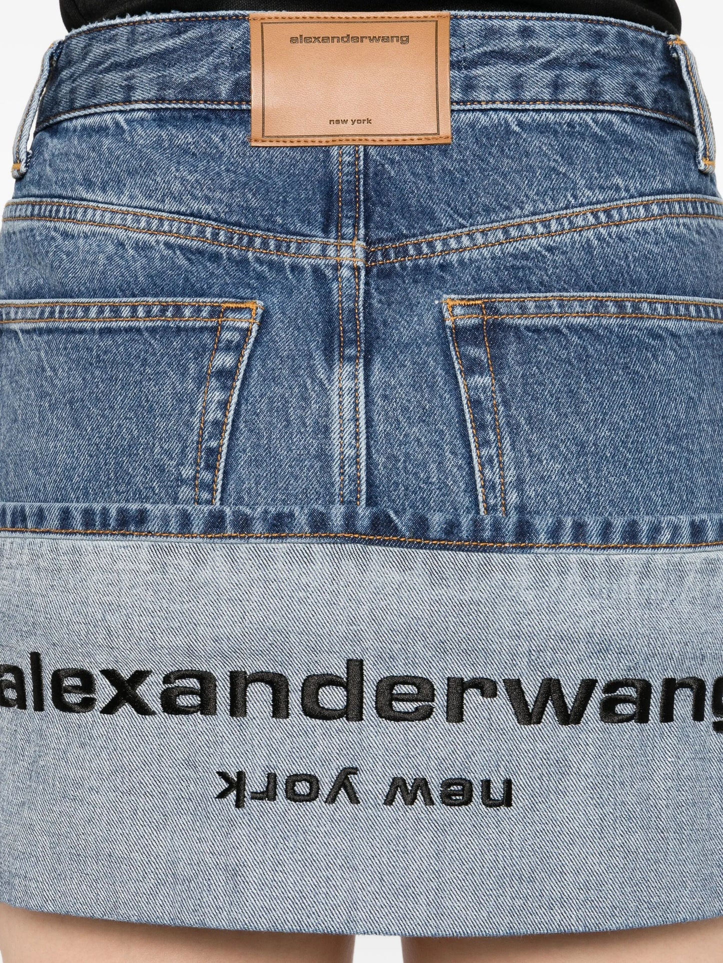 logo-embroidered denim mini skirt