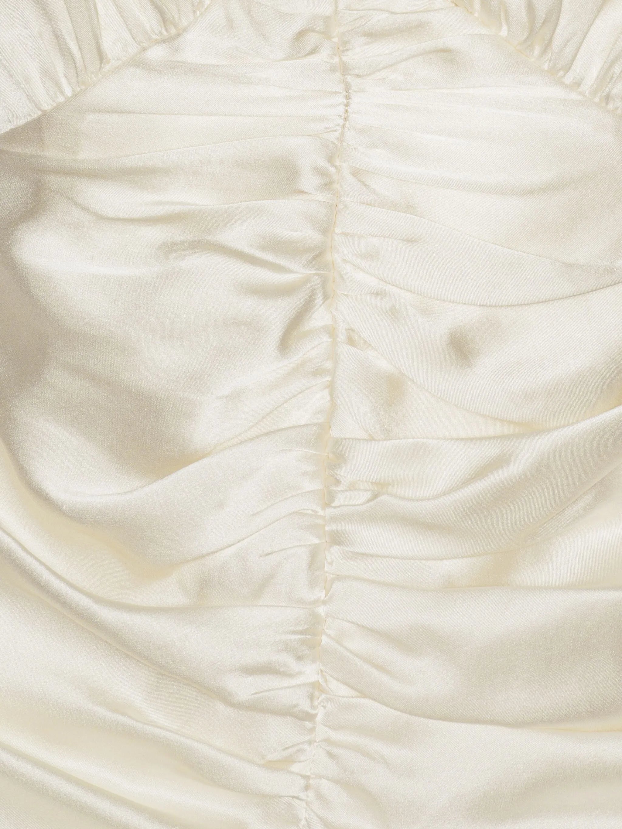 gathered satin mini dress