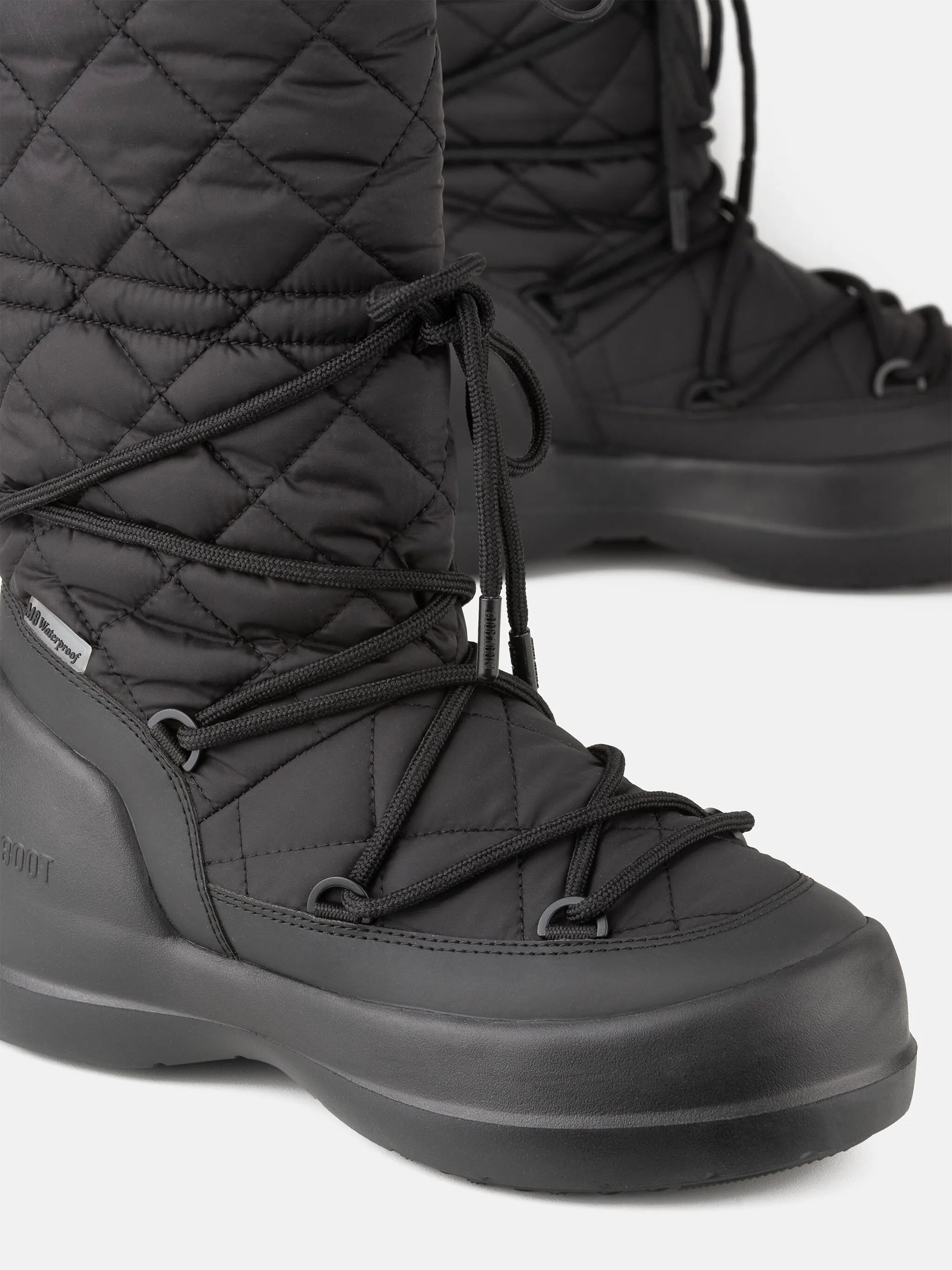 quilted lace-up rain boots