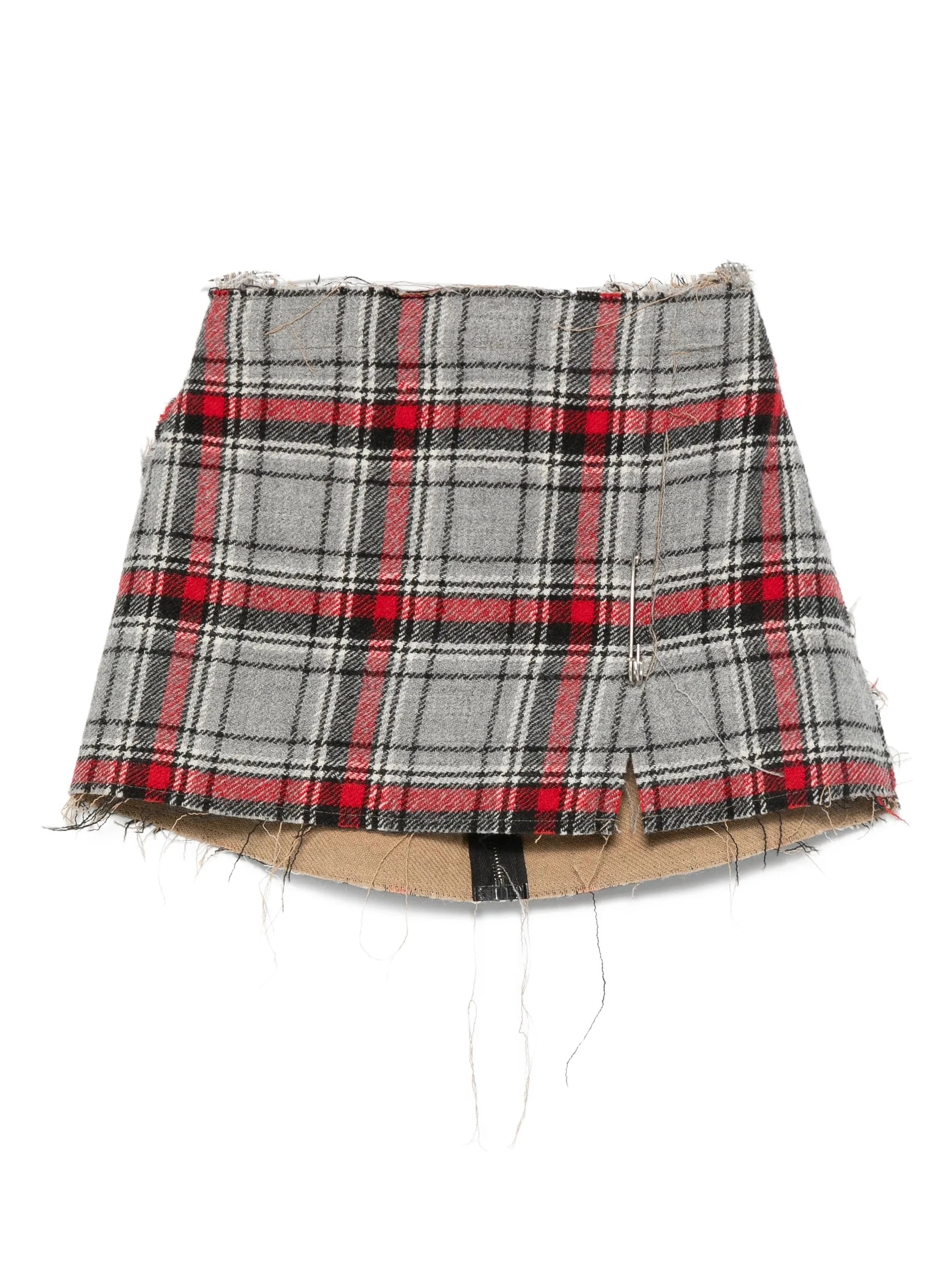 plaid frayed mini skirt