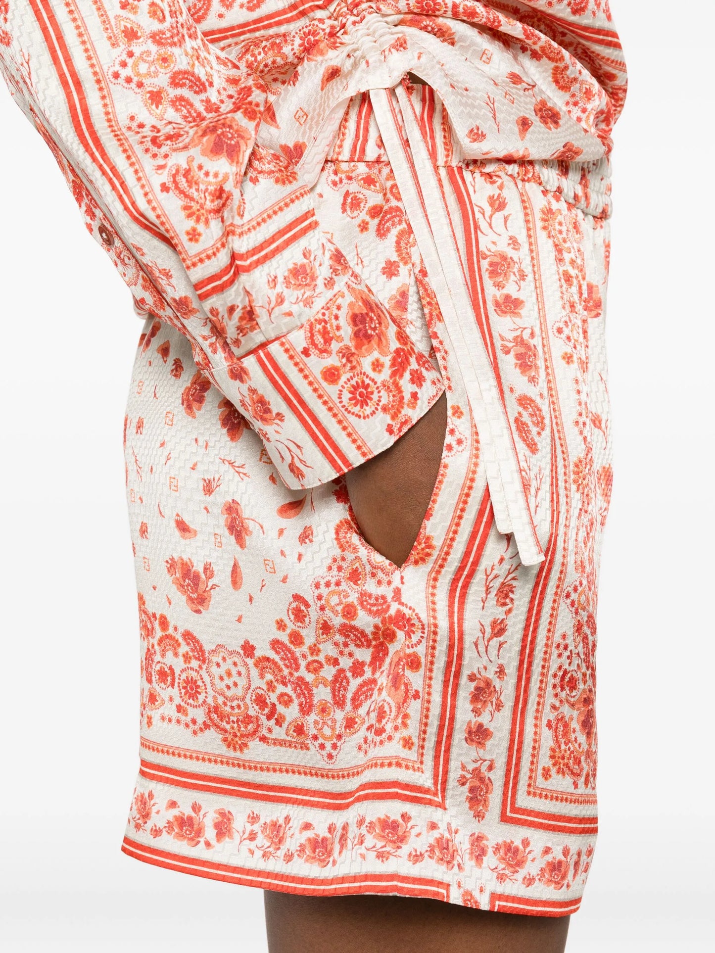 floral-print silk shorts