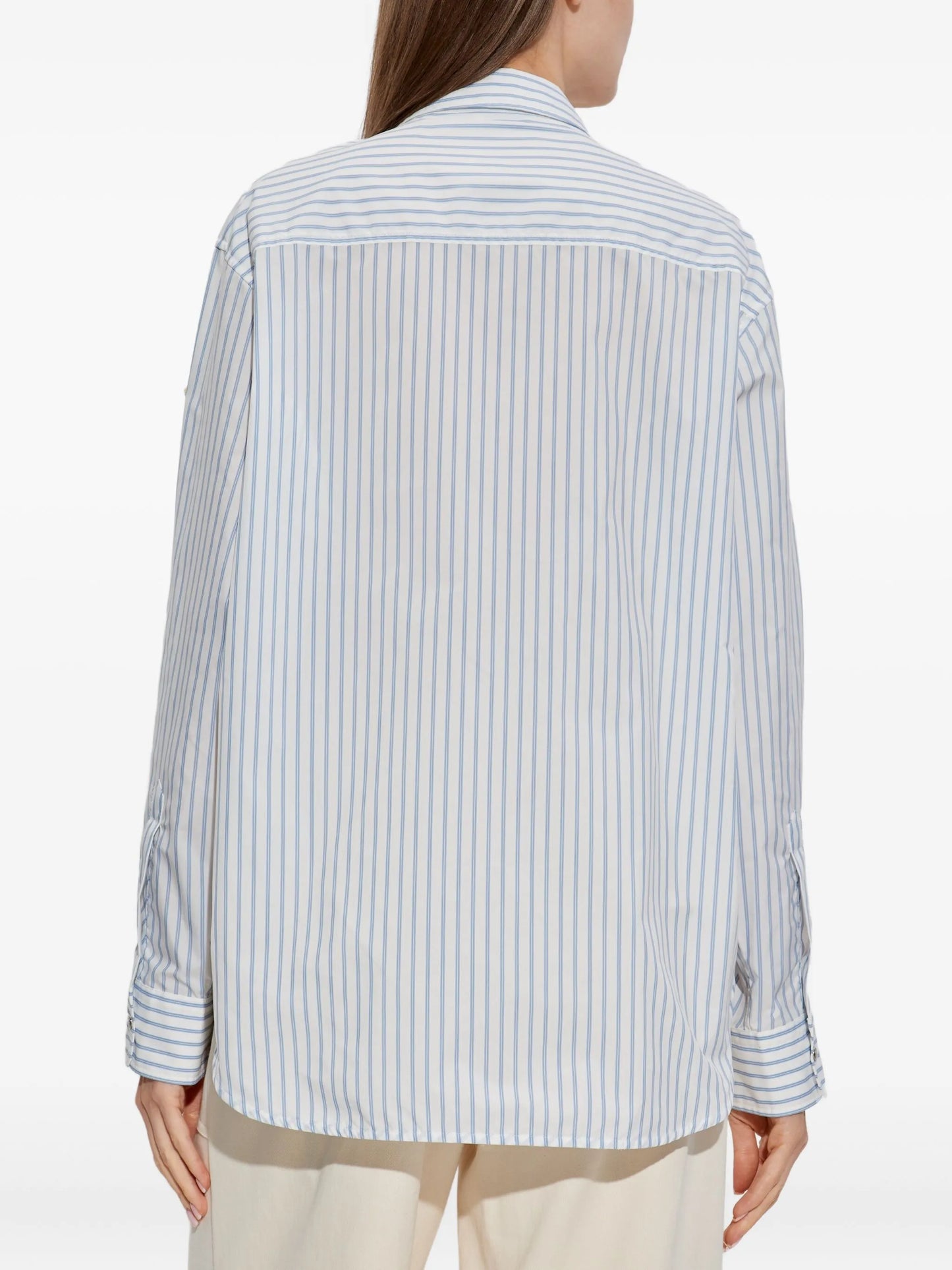 striped zip-up shirt
