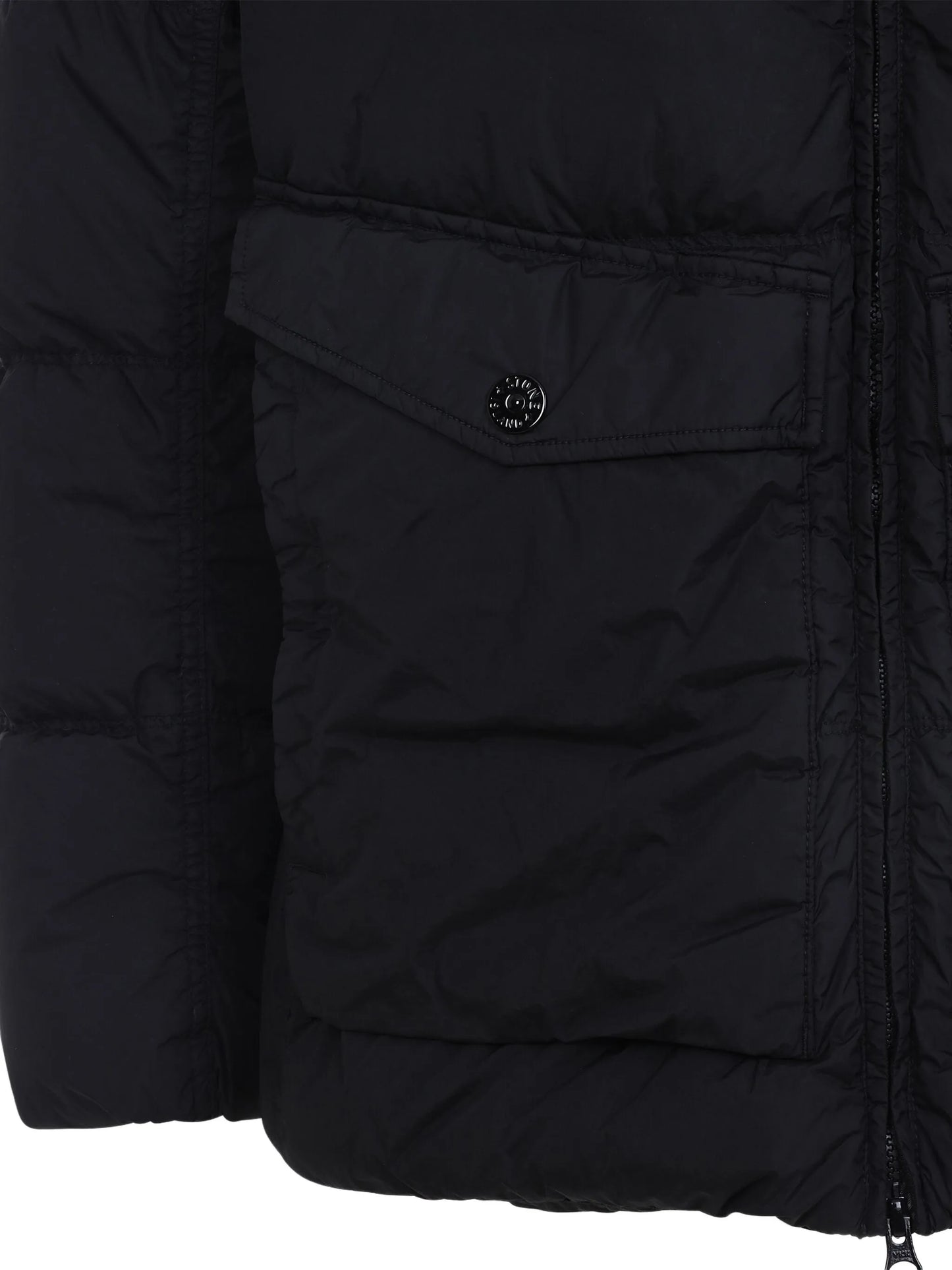 compass-appliqué padded jacket