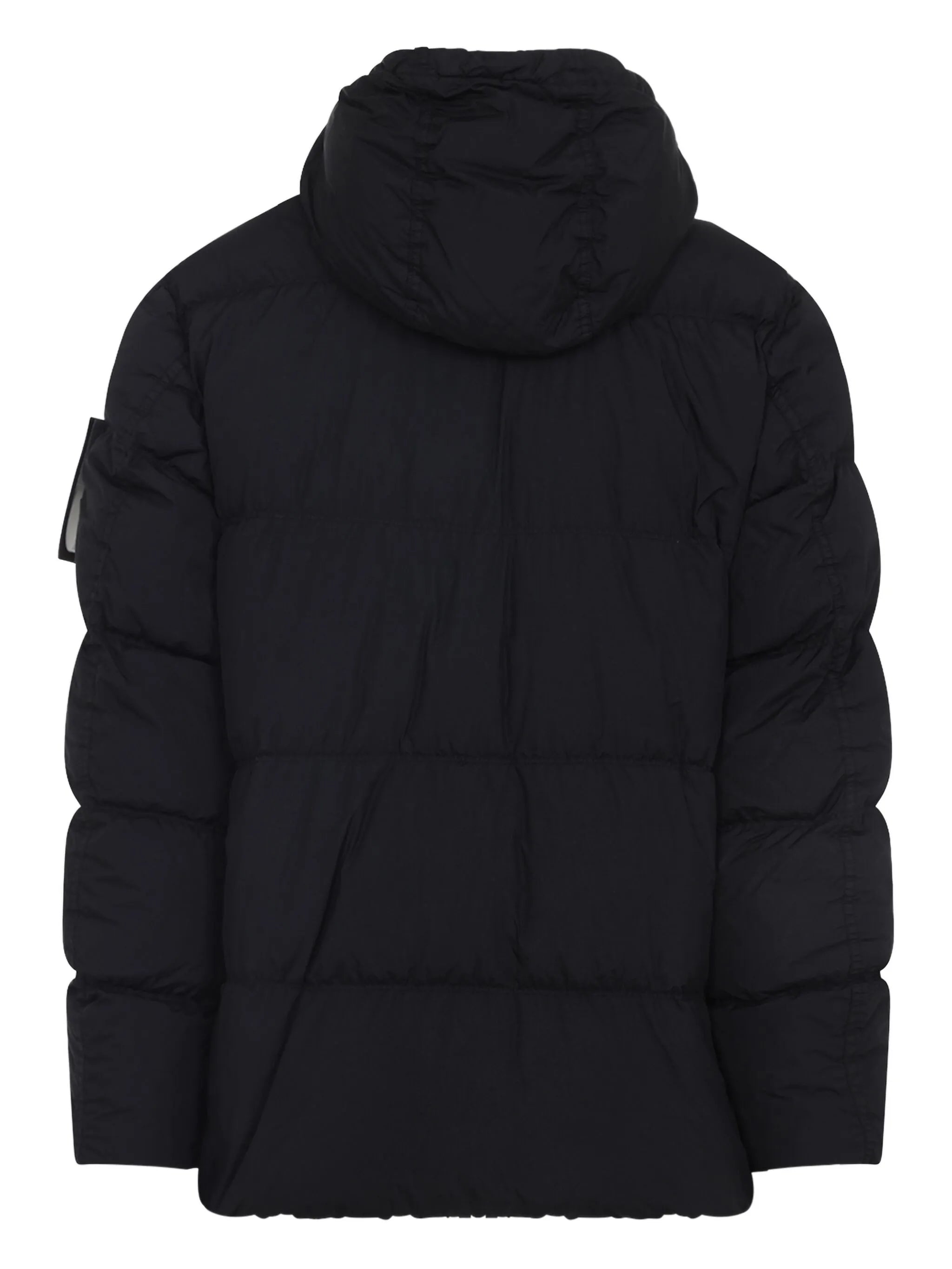 compass-appliqué padded jacket
