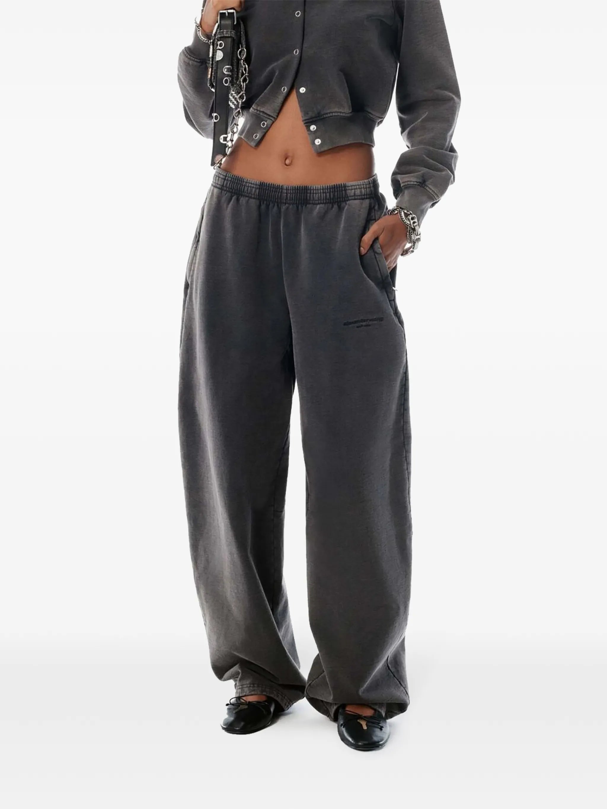 elastic-waistband track pants
