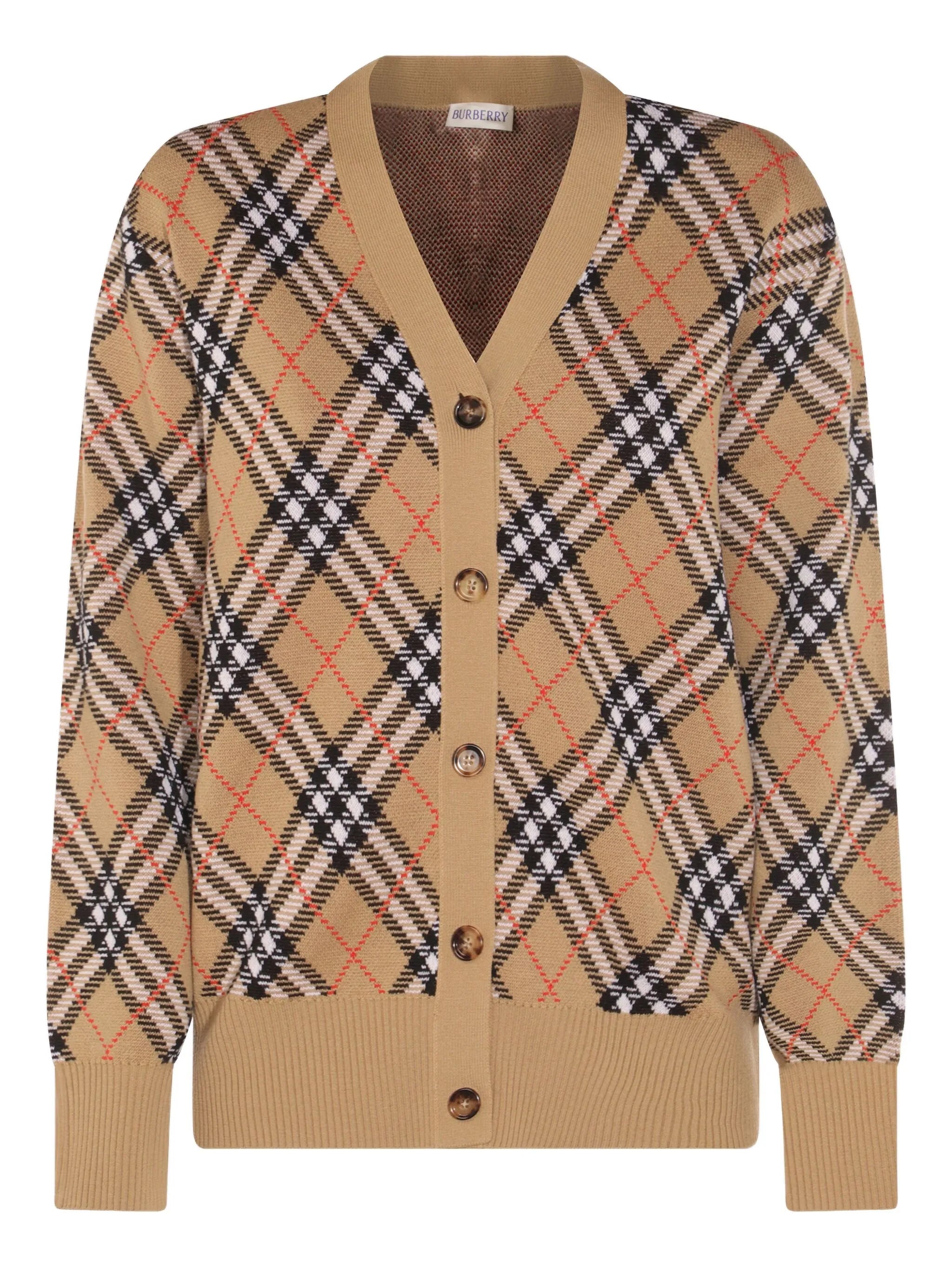 checked cardigan
