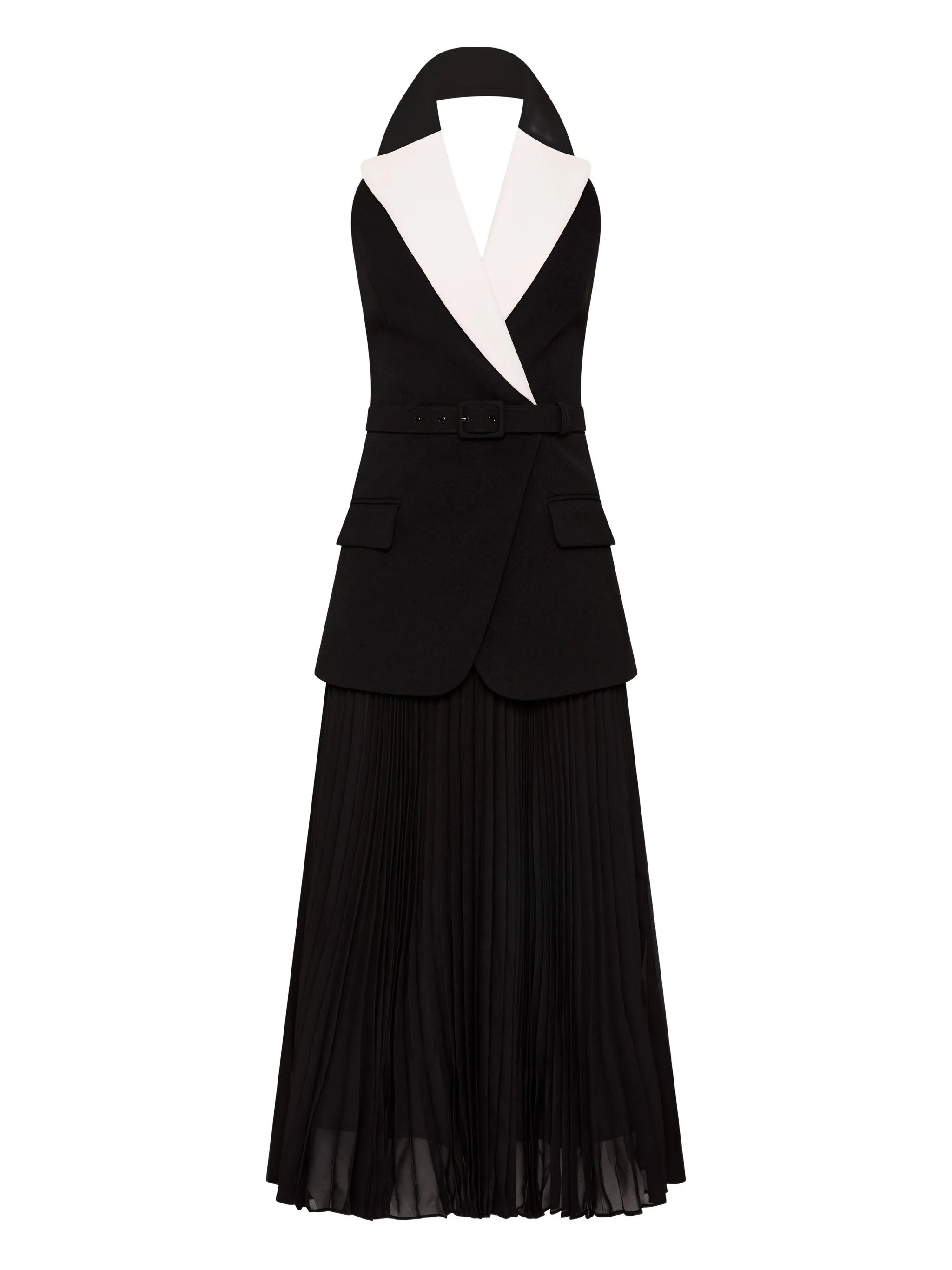 Emma halter-neck pleated midi dress
