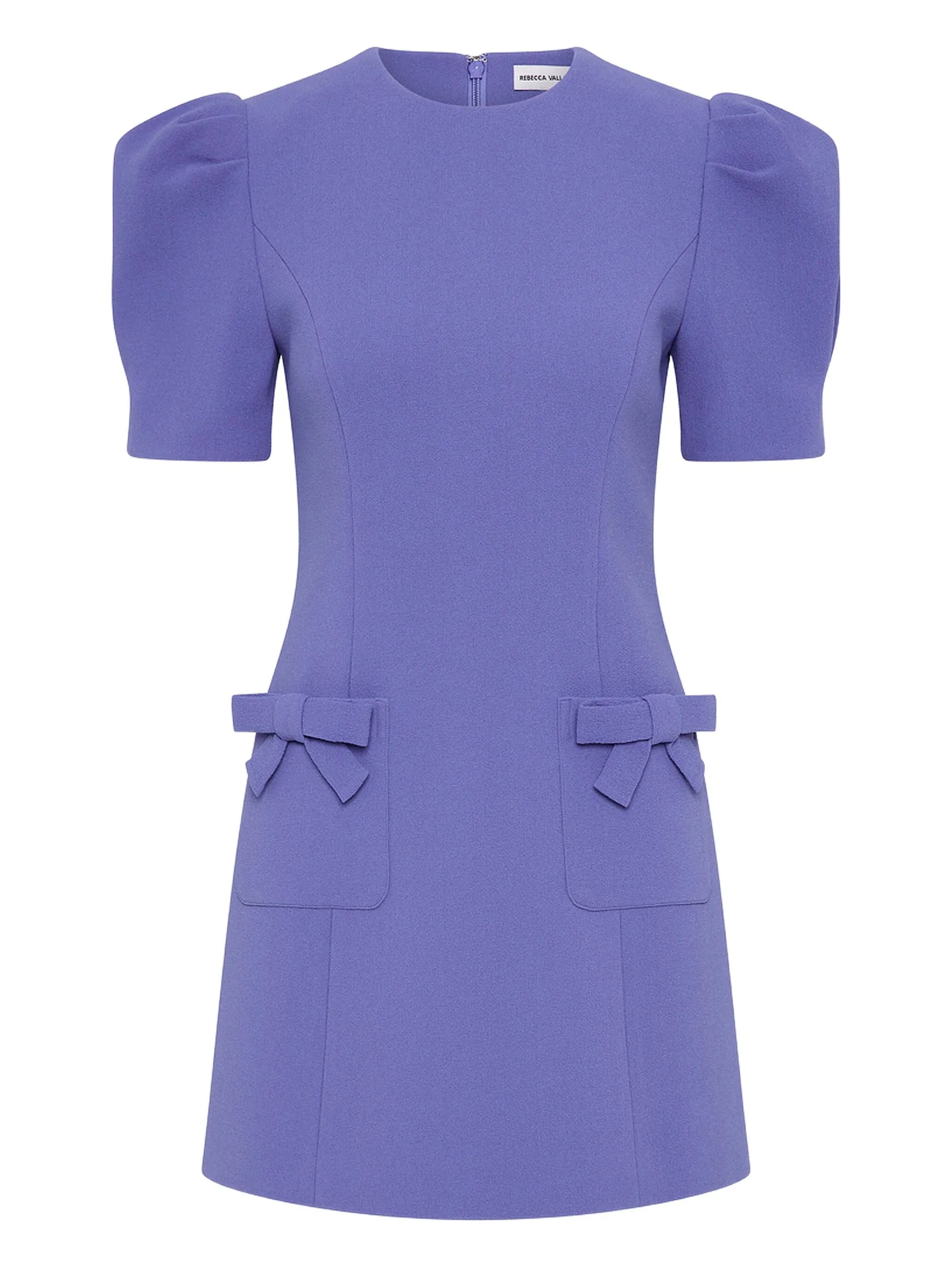 Violetta puff-sleeve bow-detail mini dress