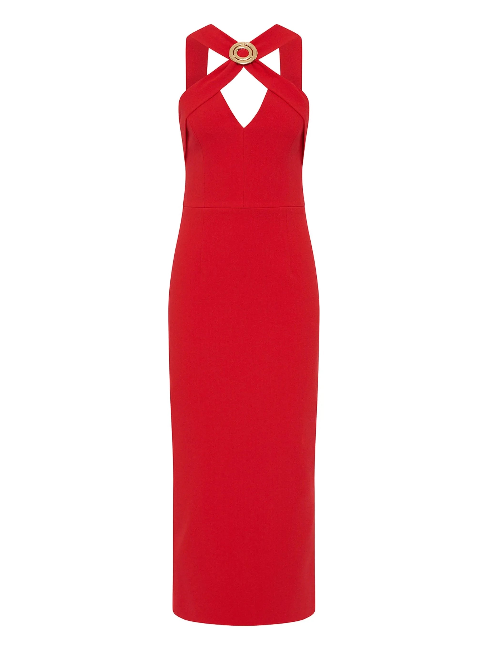 Cameron cross-neck midi dress