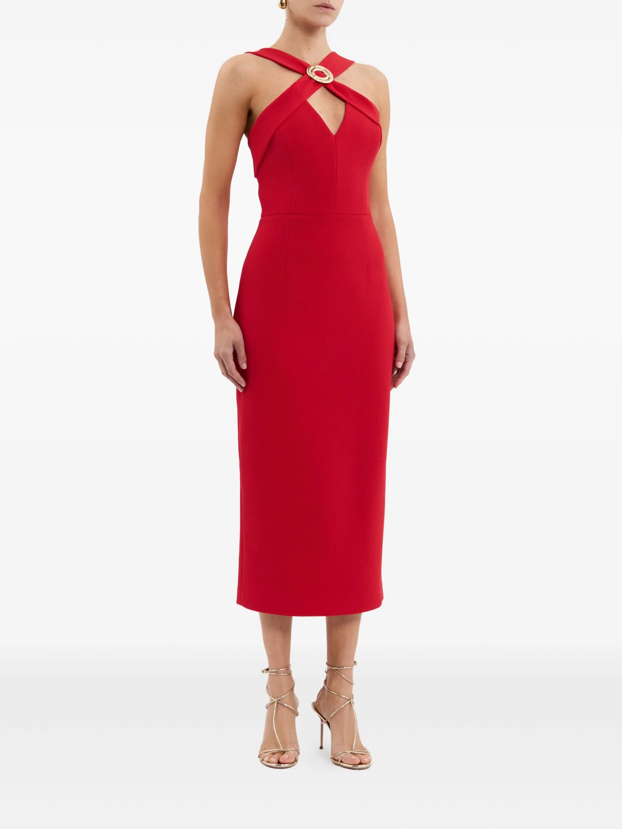 Cameron cross-neck midi dress