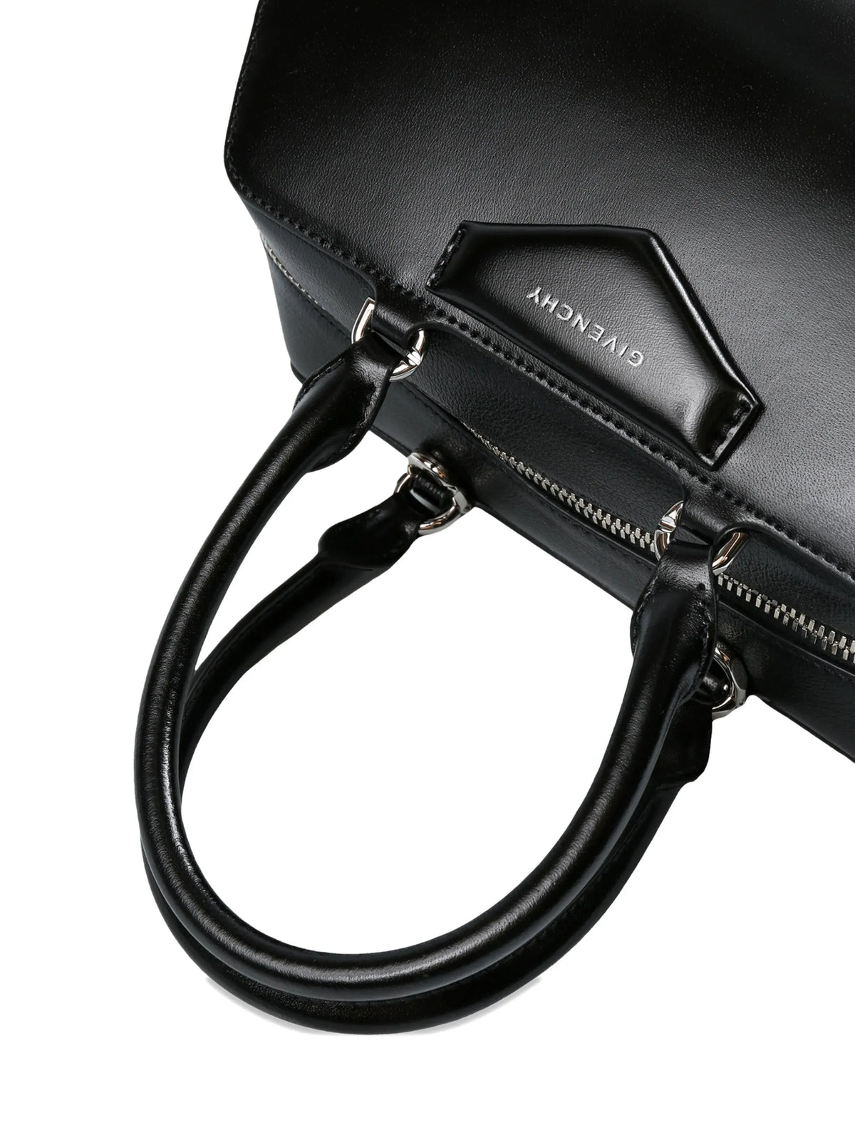 small Antigona East-West bag in box leather