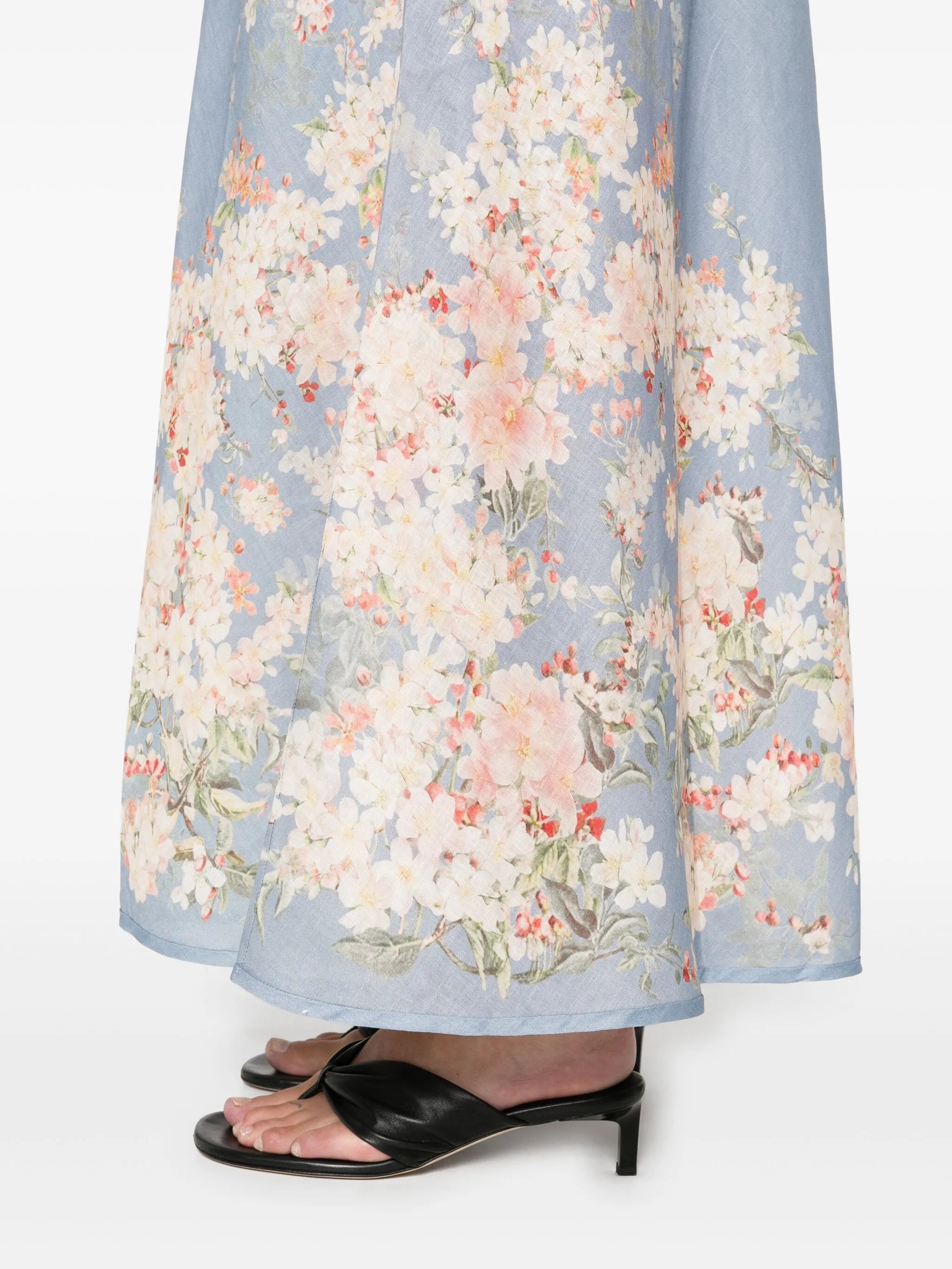Cascadian floral-print linen skirt